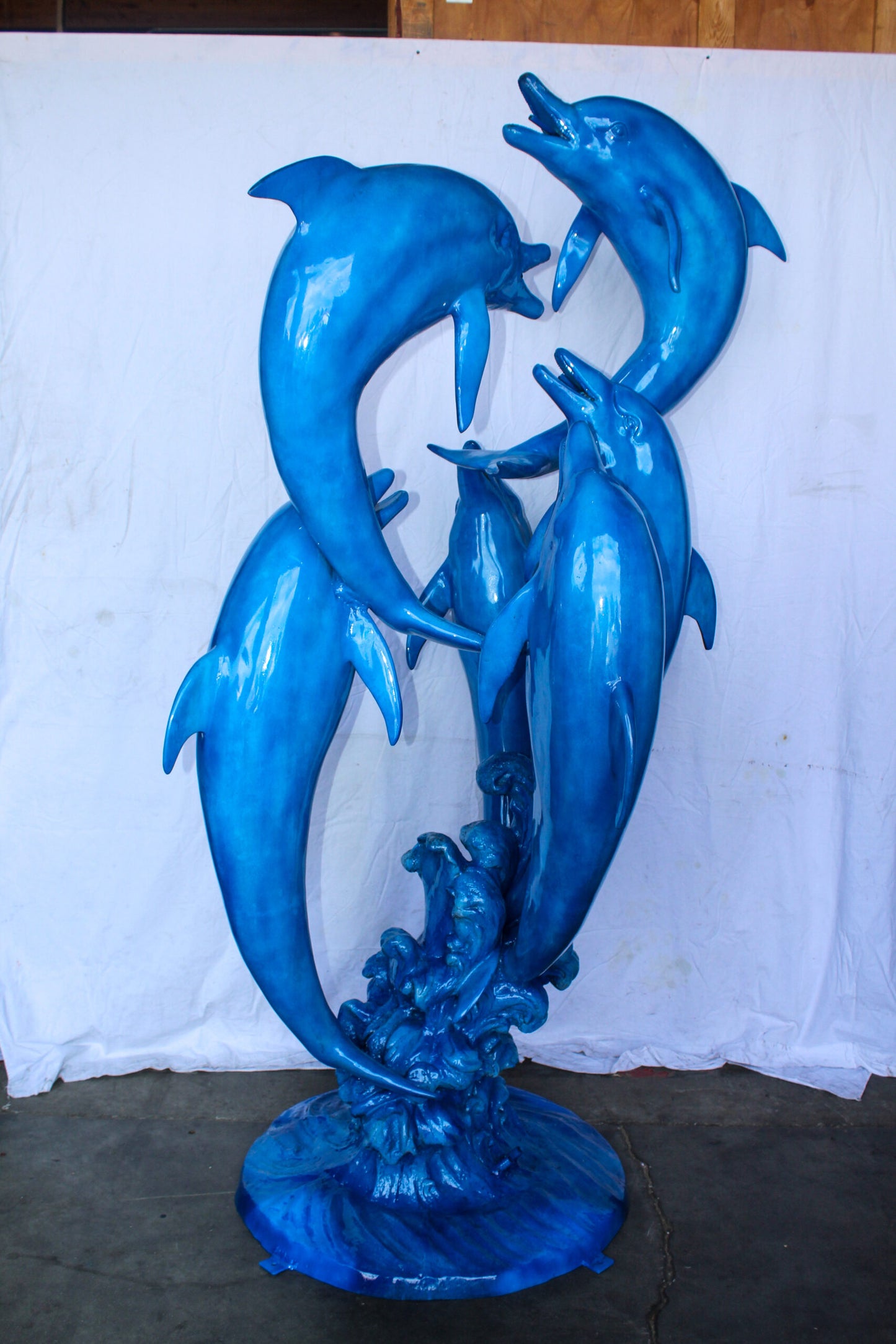 Giant and Impressive Bronze Fountain with Six Dolphins 65" x 45" x 92"H