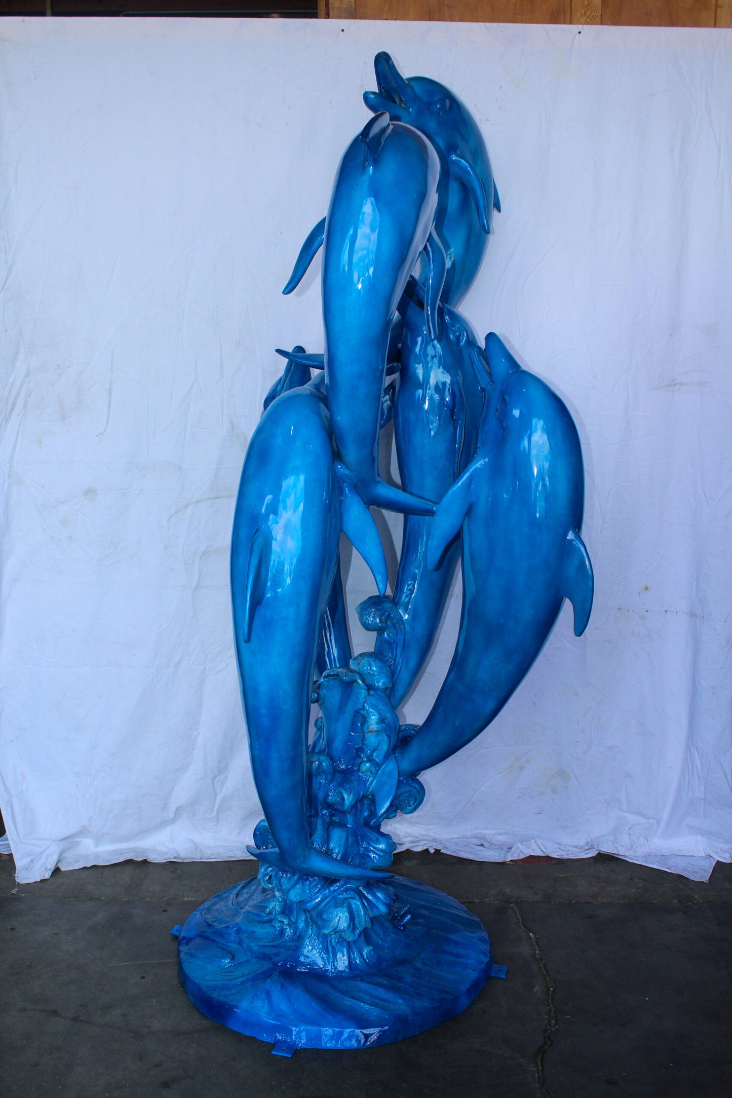 Giant and Impressive Bronze Fountain with Six Dolphins 65" x 45" x 92"H