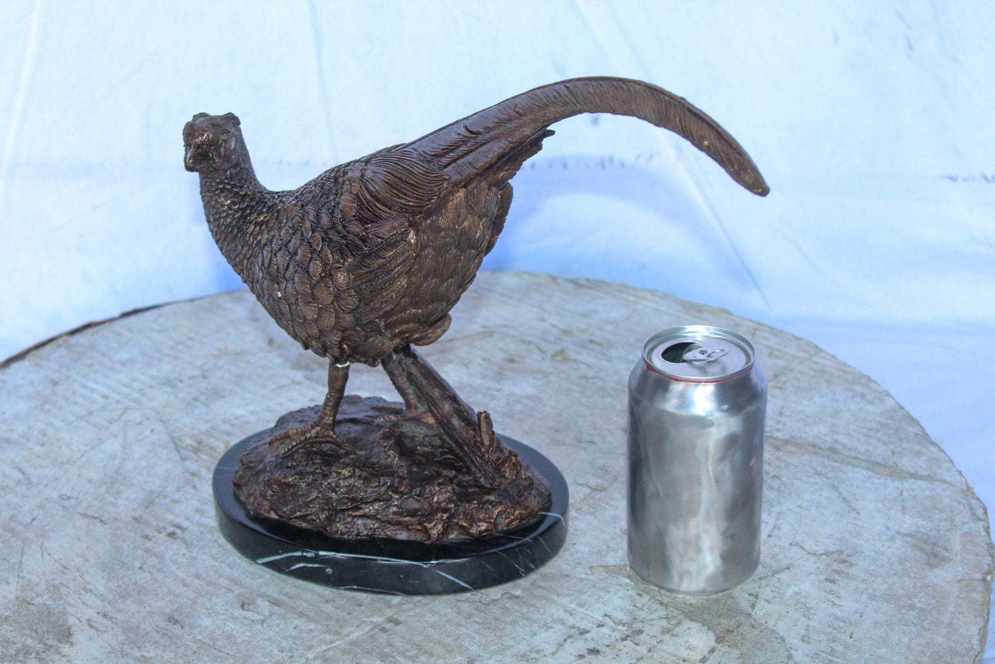 Pheasant Bird Bronze statue mounted on a Marble Base 14" x 6" x 10"H