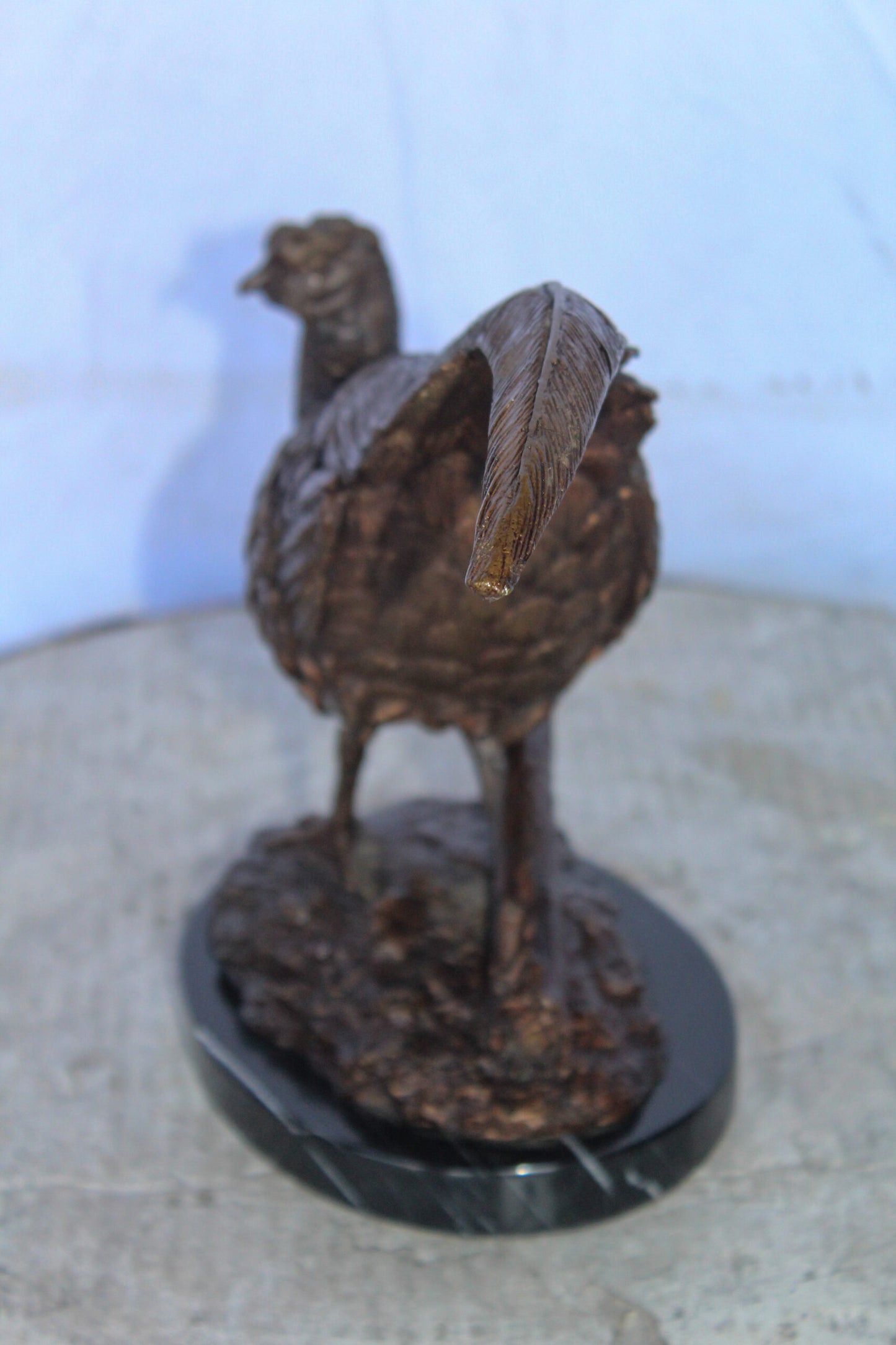 Pheasant Bird Bronze statue mounted on a Marble Base 14" x 6" x 10"H