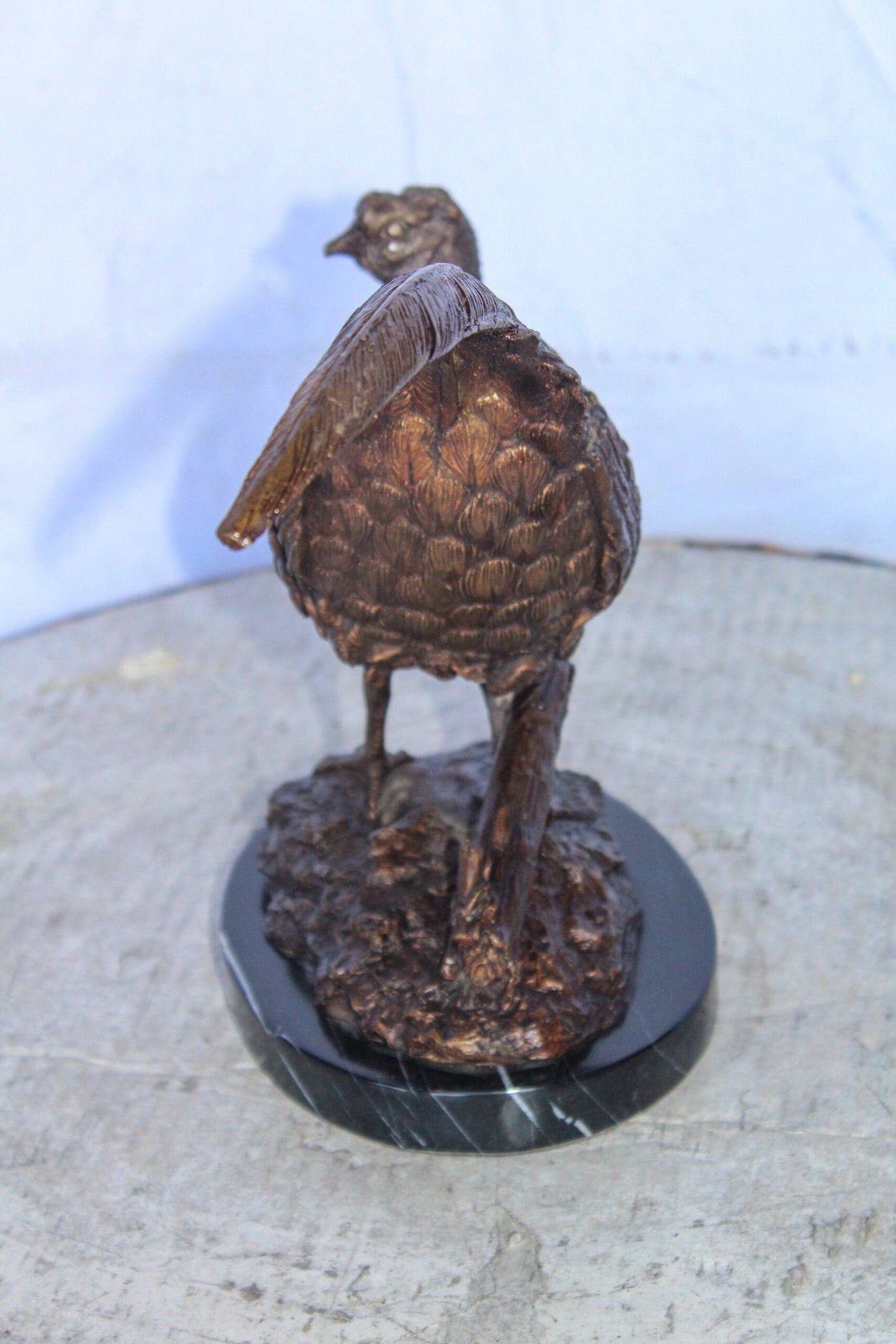 Pheasant Bird Bronze statue mounted on a Marble Base 14" x 6" x 10"H