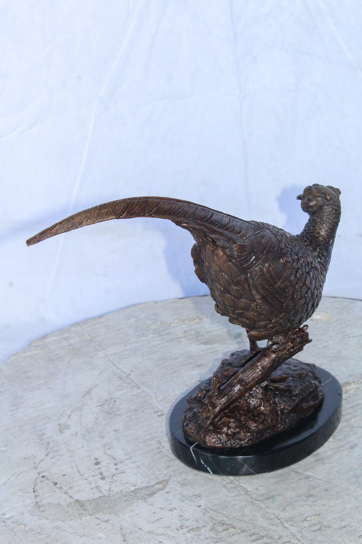 Pheasant Bird Bronze statue mounted on a Marble Base 14" x 6" x 10"H