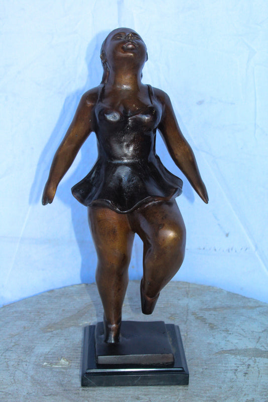 Botero Replica Heavy Ballerina Dancer Bronze Statue, Elegant Art 10" x 6" x 19"H