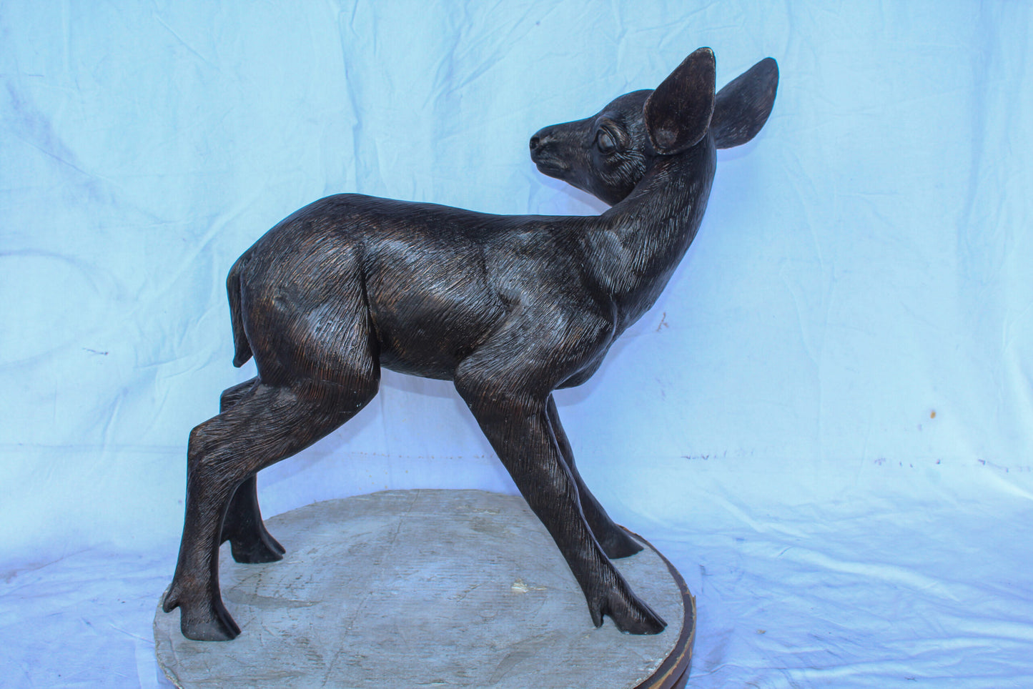 Bronze Statue of a Baby Deer, Doe, Elegant Wildlife Decor 30" x 10" x 25"H