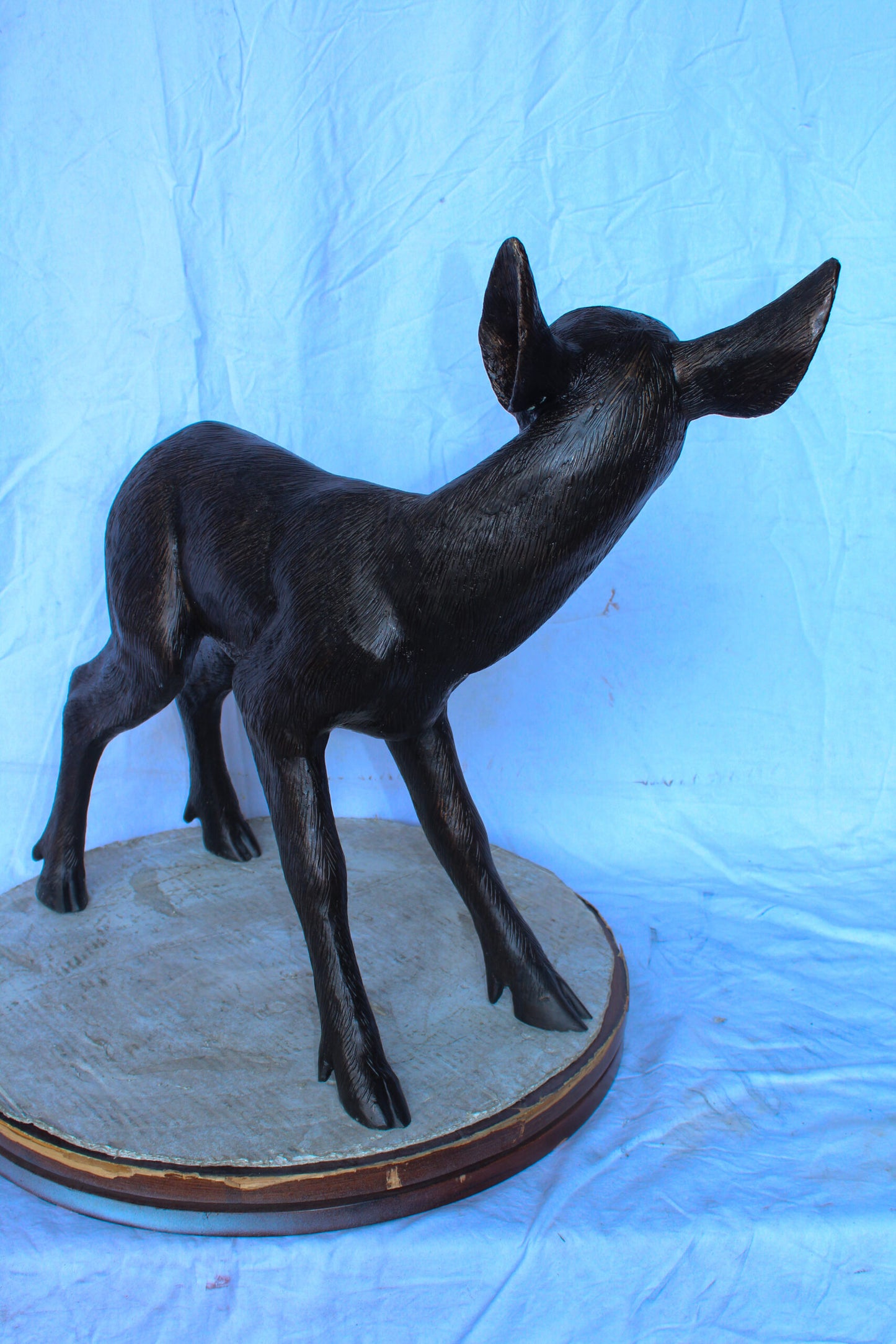 Bronze Statue of a Baby Deer, Doe, Elegant Wildlife Decor 30" x 10" x 25"H