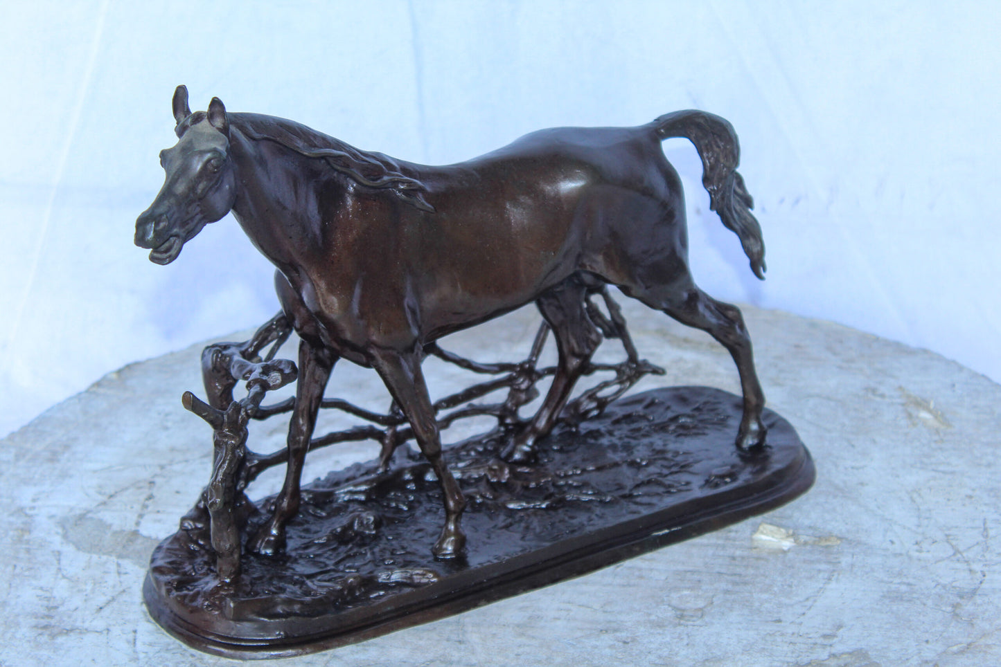 Pierre Jules Mene Replica of Standing Horse Bronze Statue 14" x 5" x 10"H