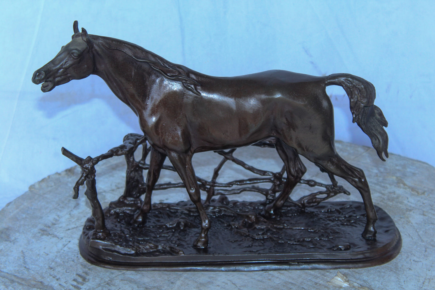 Pierre Jules Mene Replica of Standing Horse Bronze Statue 14" x 5" x 10"H
