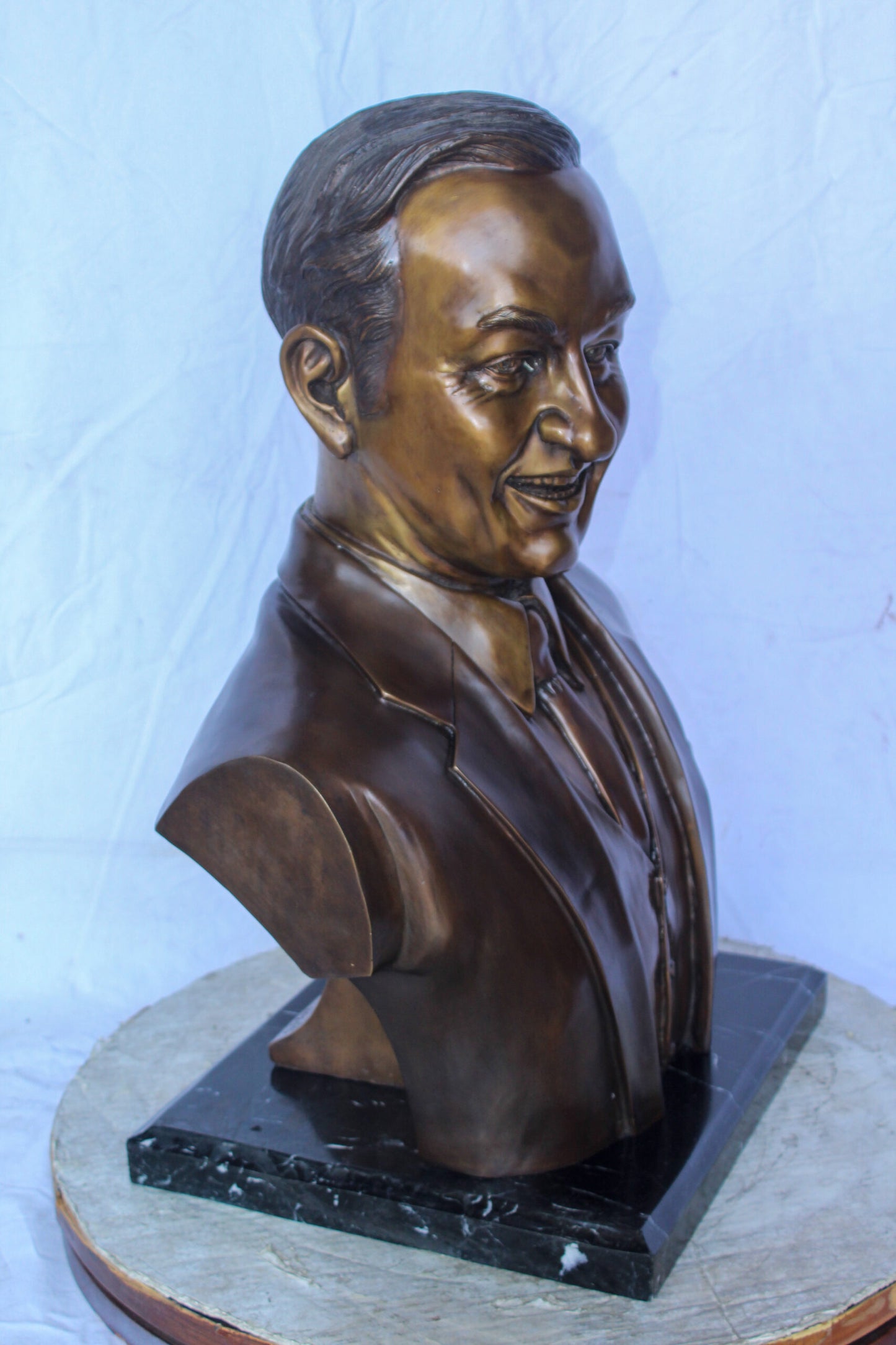 Bust of Unknown Man Bronze Statue, Intriguing Historical Art 16" x 13" x 26"H