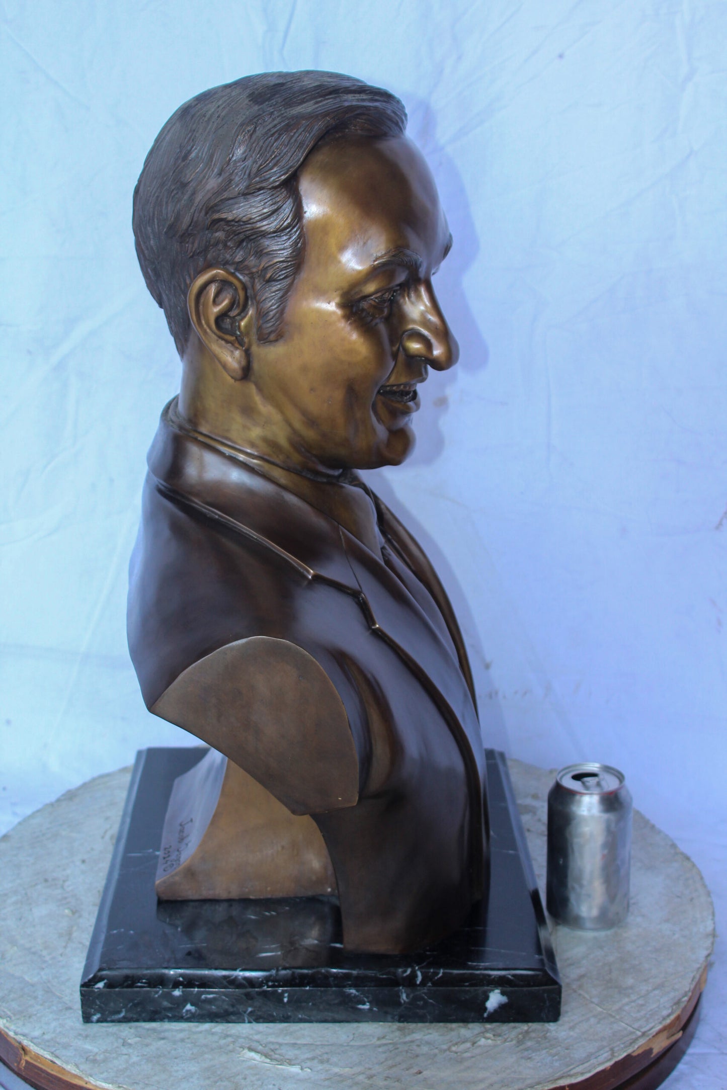 Bust of Unknown Man Bronze Statue, Intriguing Historical Art 16" x 13" x 26"H