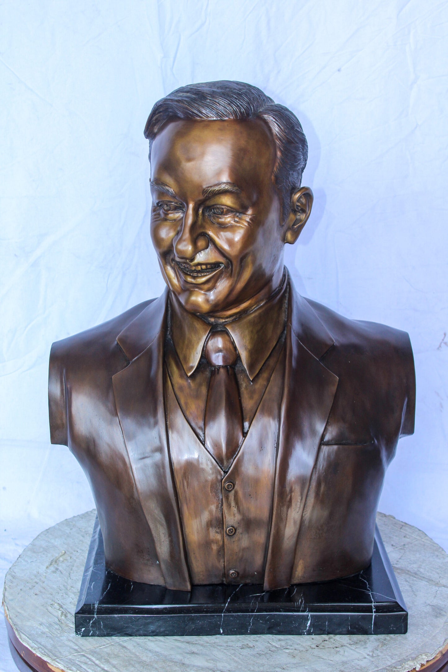 Bust of Unknown Man Bronze Statue, Intriguing Historical Art 16" x 13" x 26"H