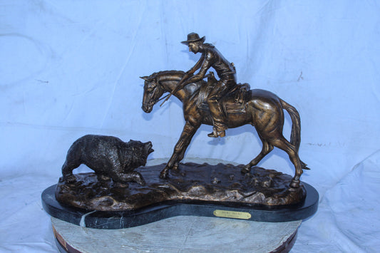 Remington Double Trouble Bronze Statue, Dynamic Western Decor 28" x 15" x 17"H