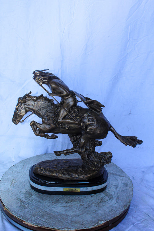 Cheyenne Bronze Statue, A Remington Replica, Iconic Western Art 23" x 9" x 20"H