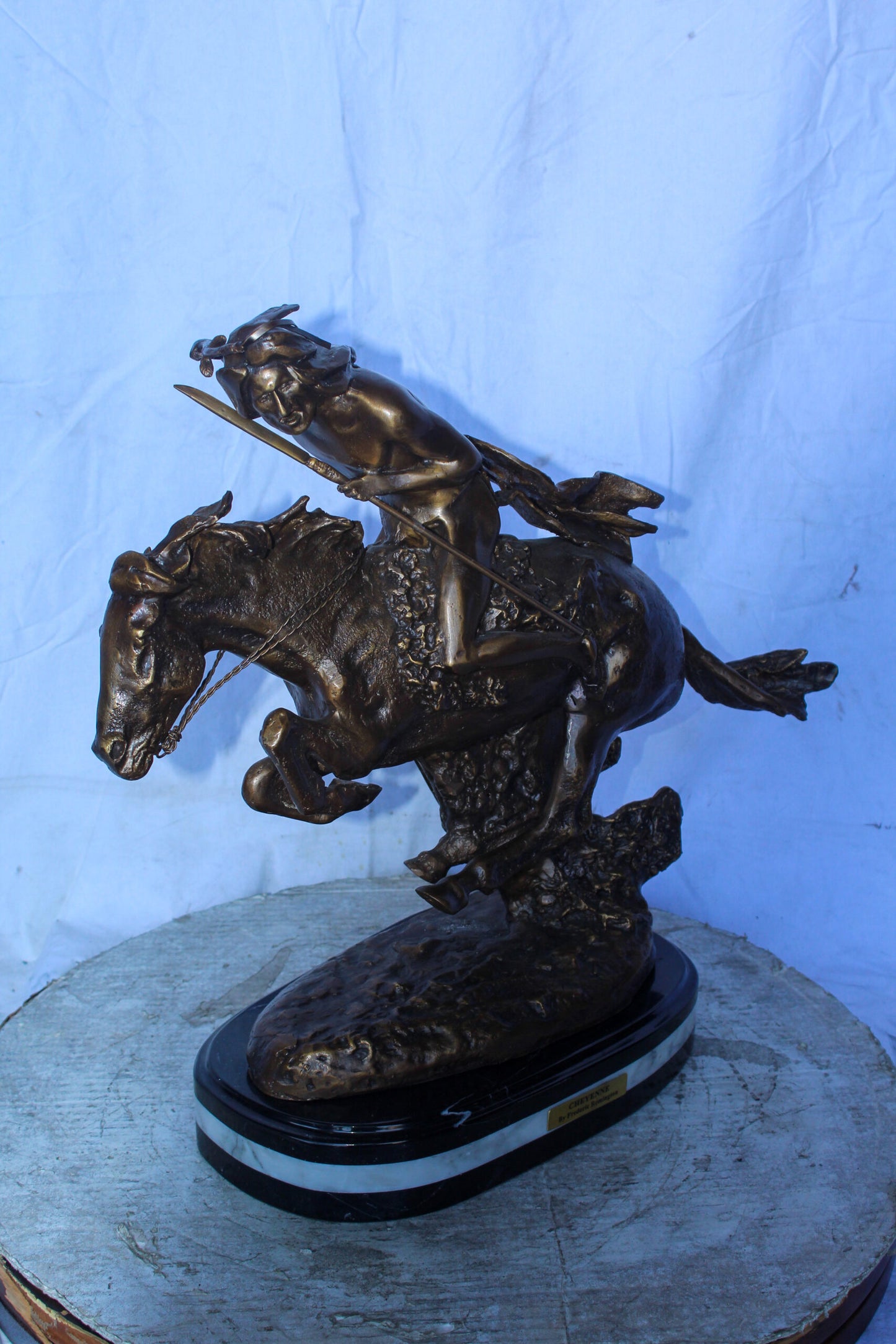 Cheyenne Bronze Statue, A Remington Replica, Iconic Western Art 23" x 9" x 20"H