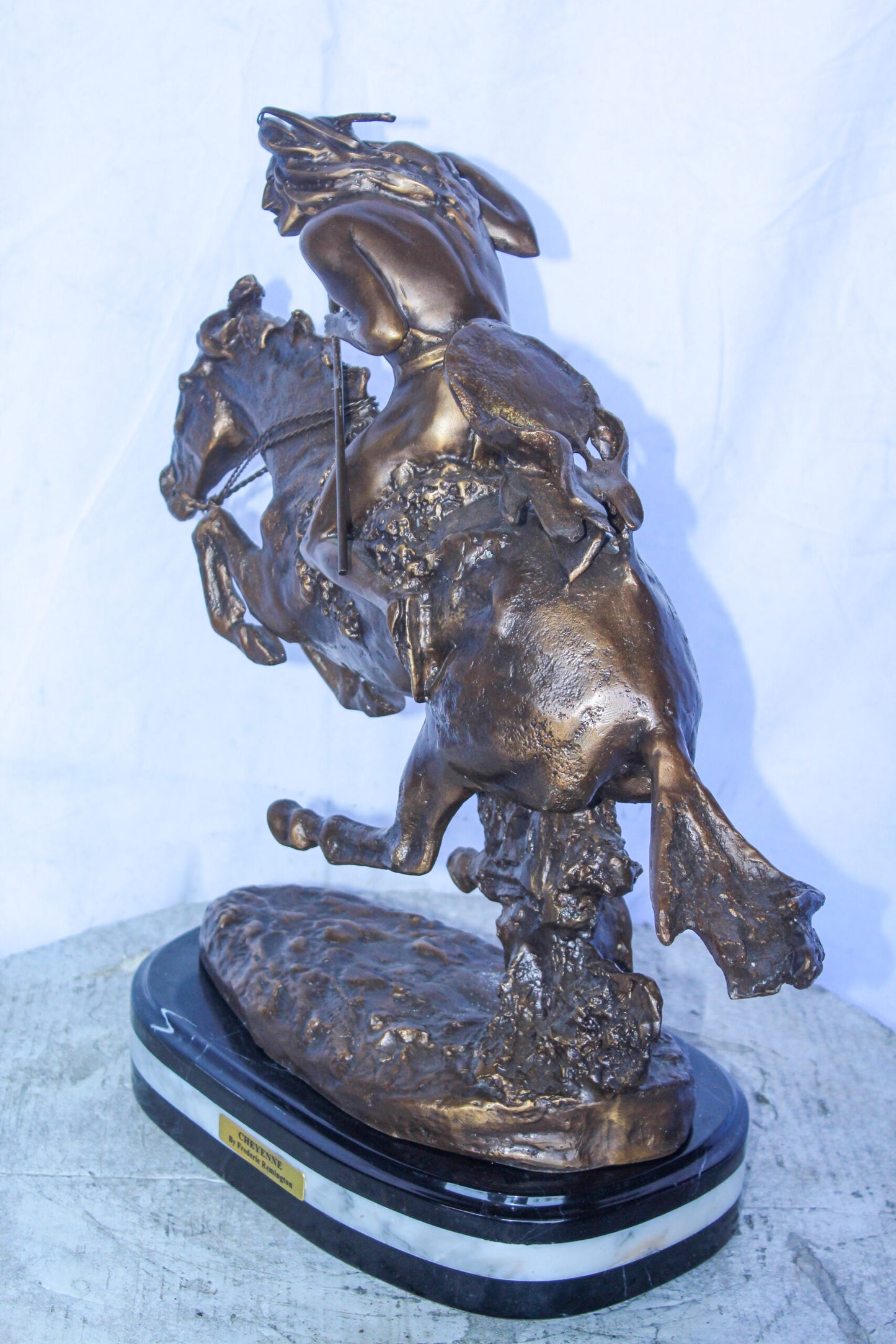 Cheyenne Bronze Statue, A Remington Replica, Iconic Western Art 23" x 9" x 20"H