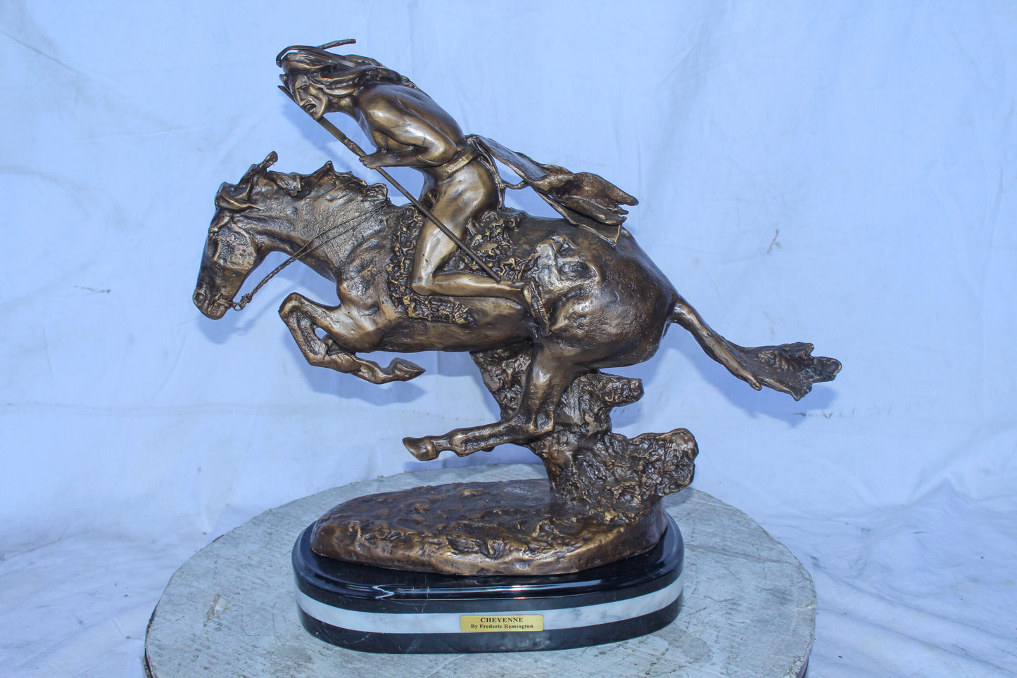 Cheyenne Bronze Statue, A Remington Replica, Iconic Western Art 23" x 9" x 20"H