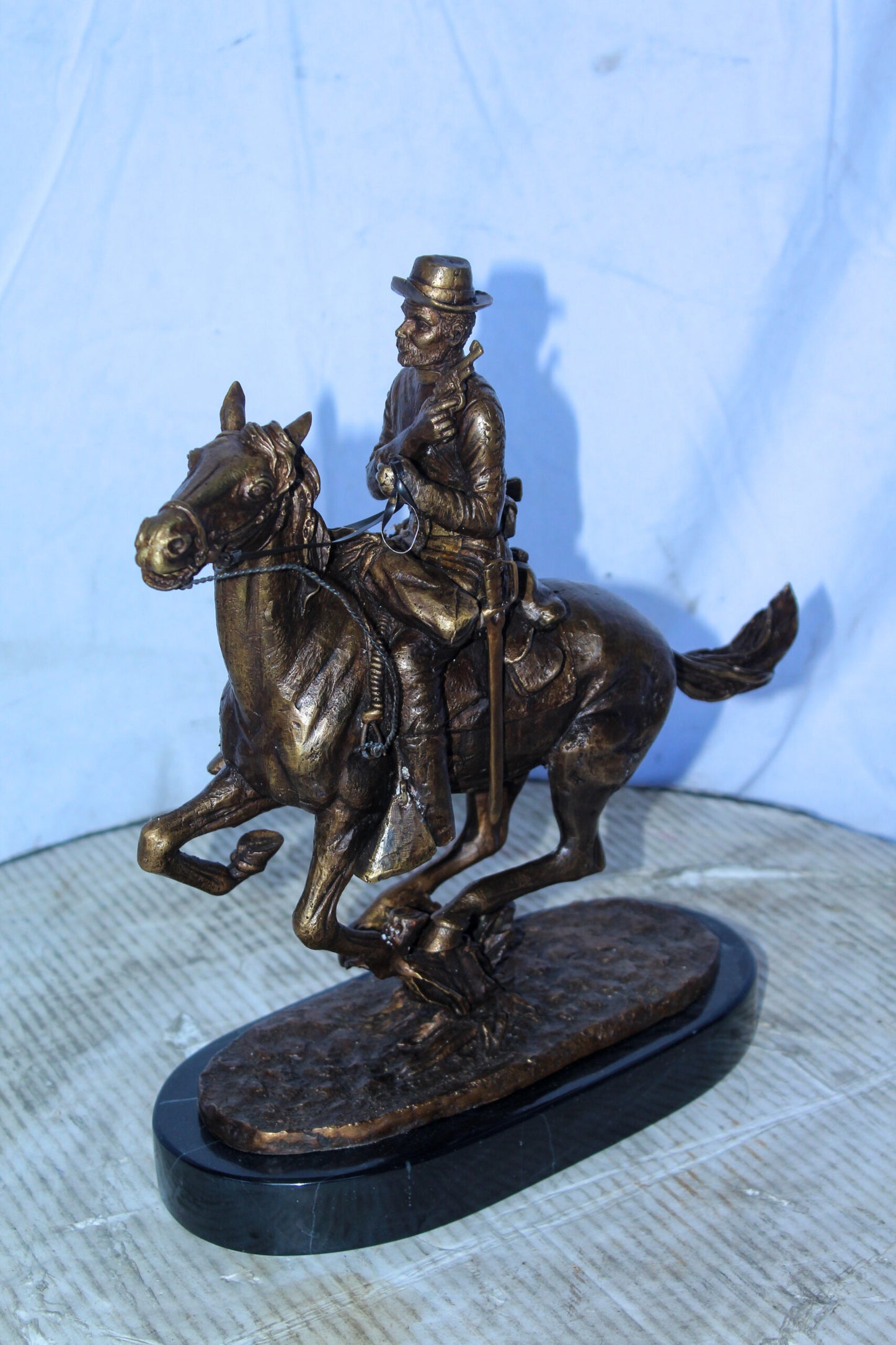 Trooper of the Plains Bronze Statue, A Remington Replica 10" x 5" x 13"H