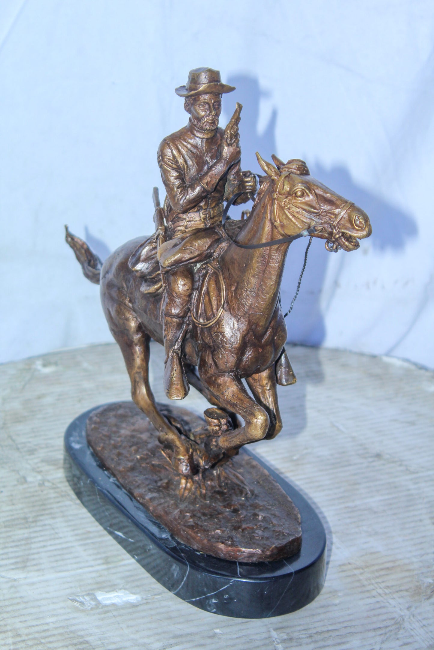 Trooper of the Plains Bronze Statue, A Remington Replica 10" x 5" x 13"H