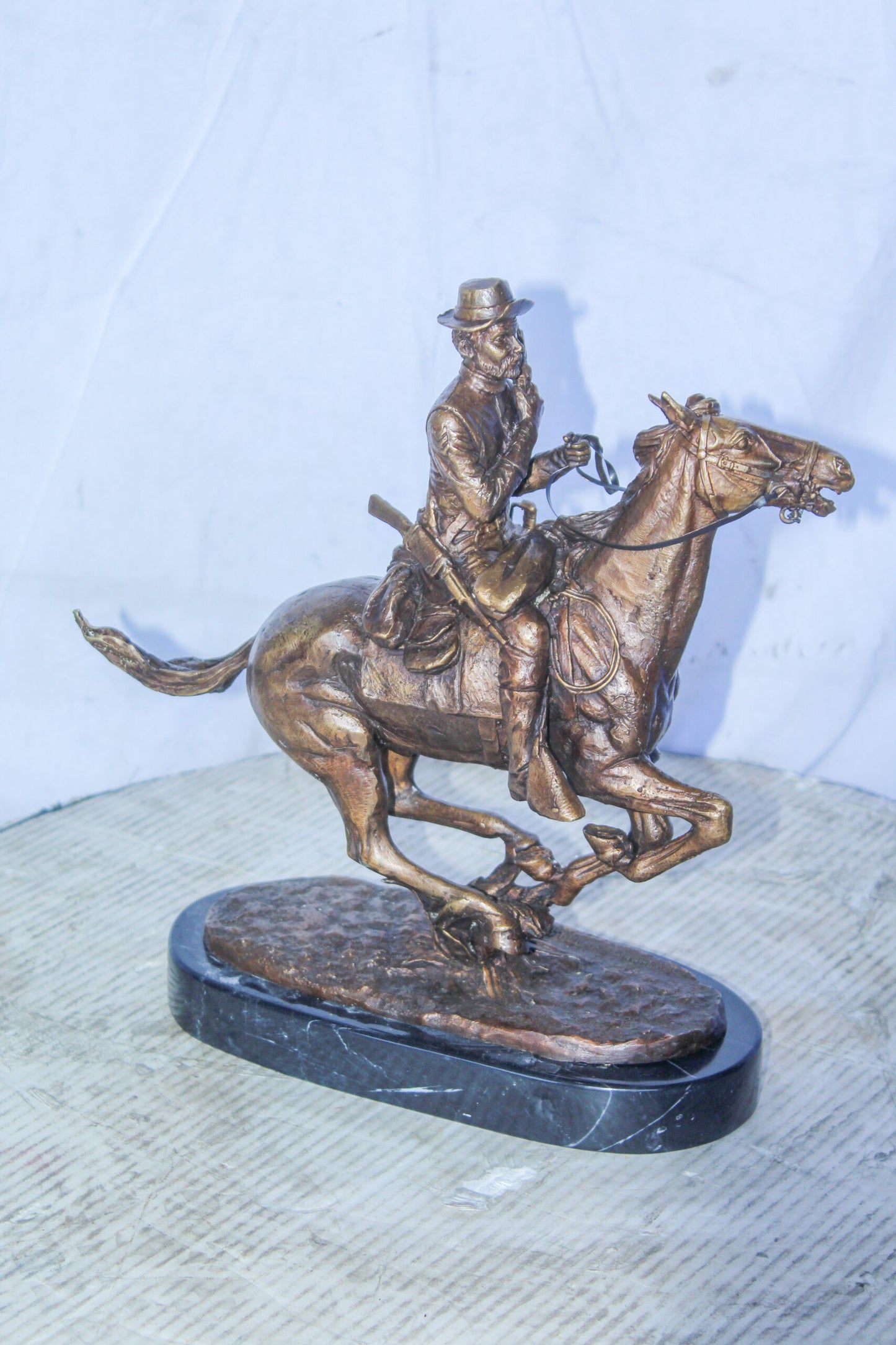 Trooper of the Plains Bronze Statue, A Remington Replica 10" x 5" x 13"H