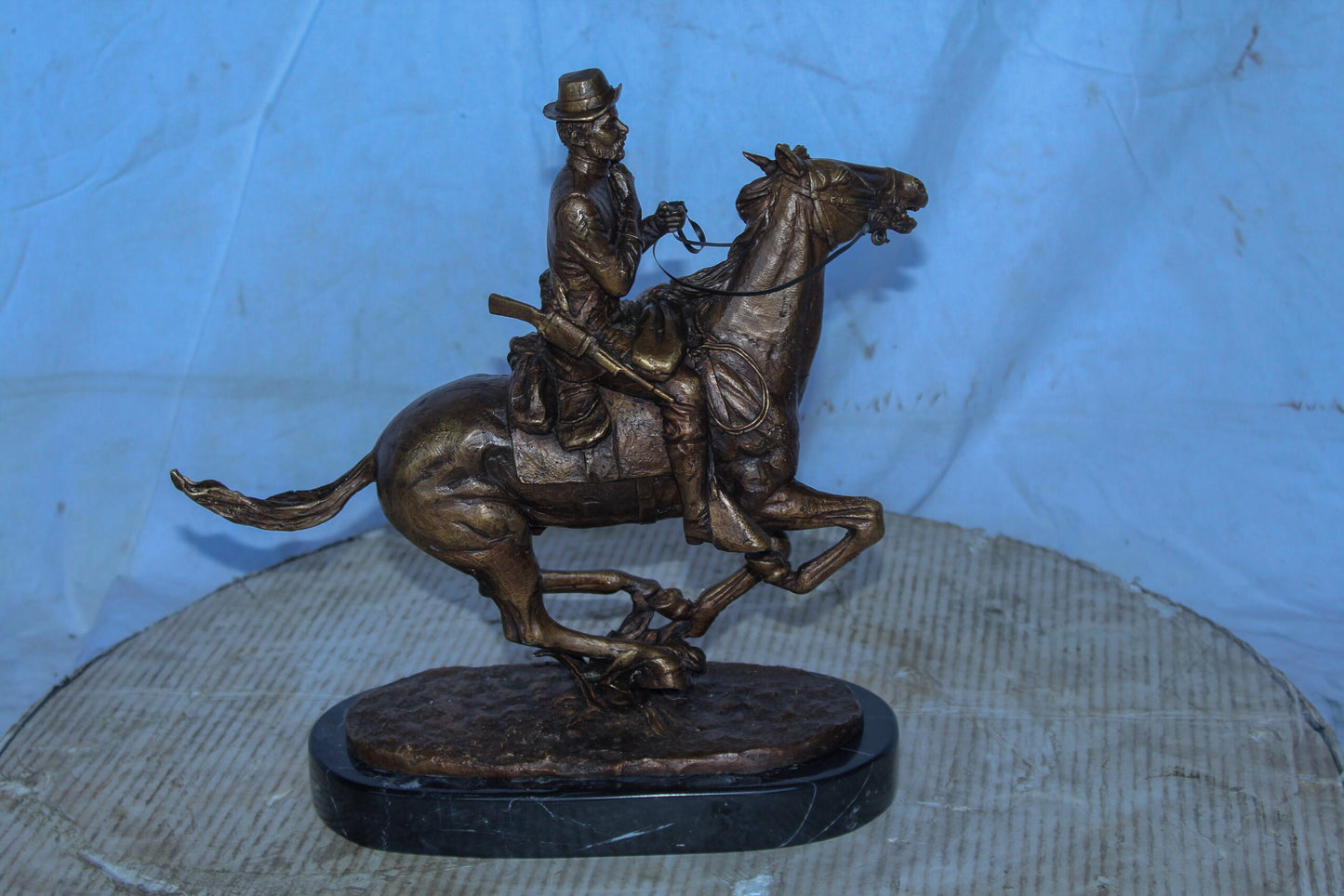 Trooper of the Plains Bronze Statue, A Remington Replica 10" x 5" x 13"H