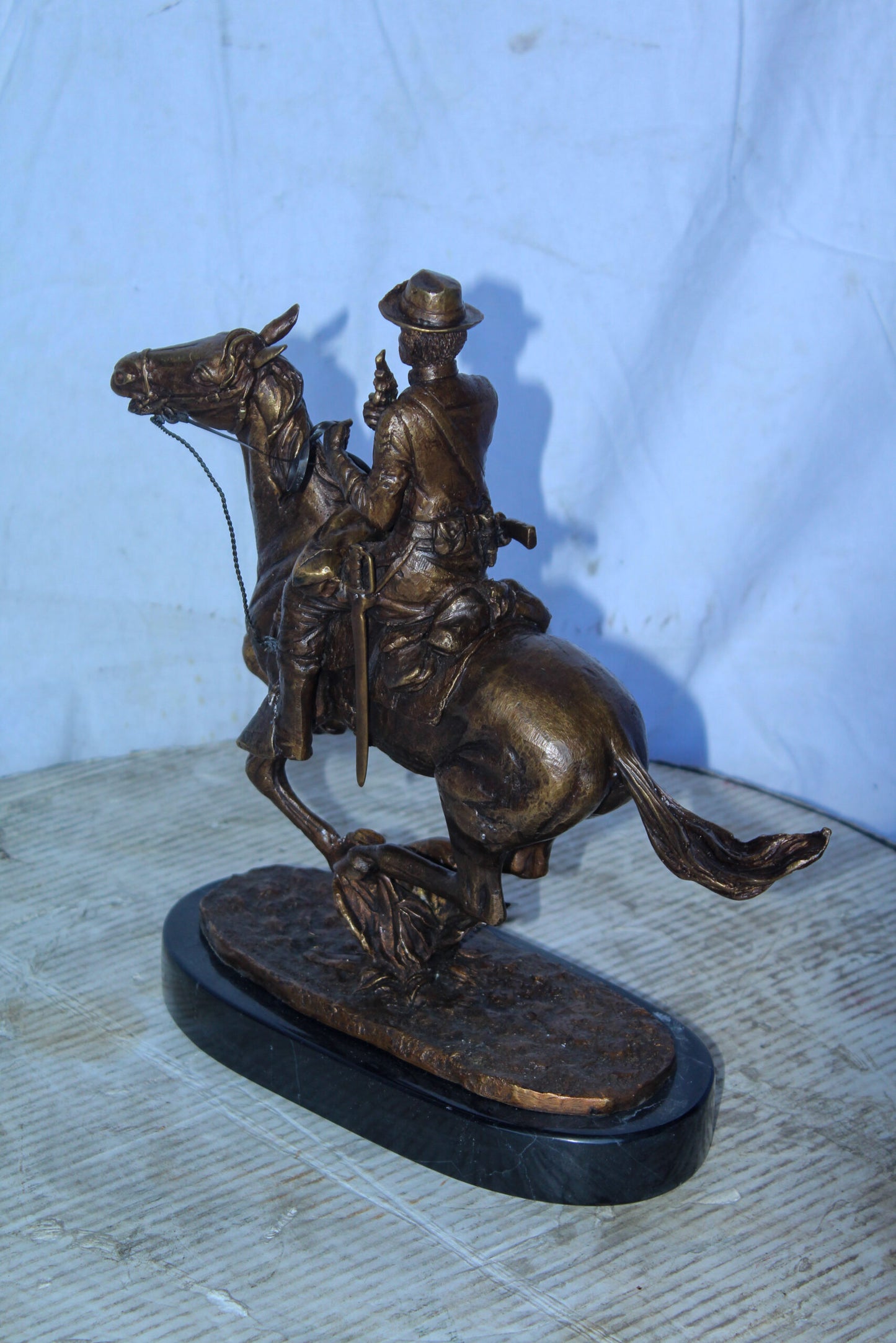 Trooper of the Plains Bronze Statue, A Remington Replica 10" x 5" x 13"H