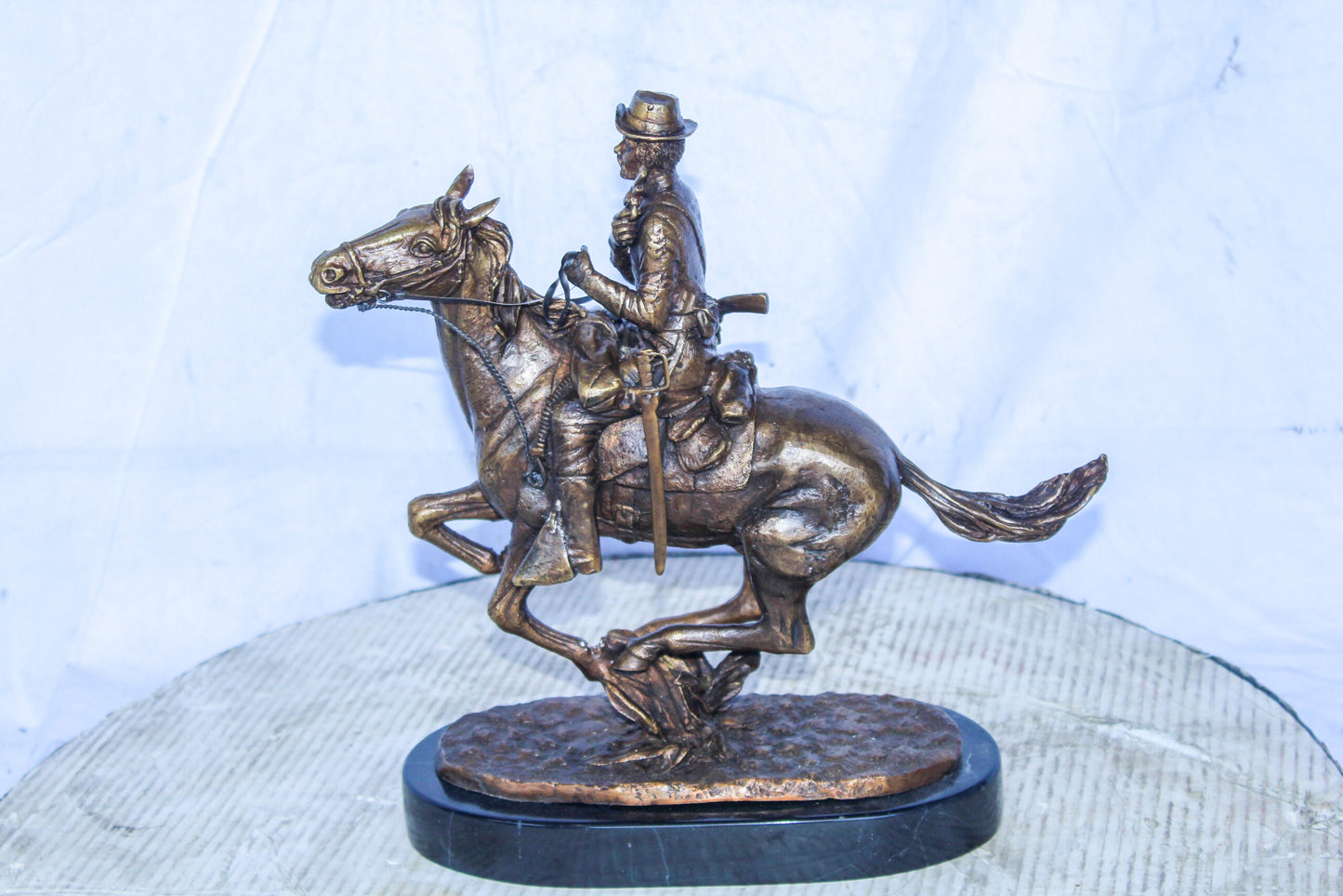 Trooper of the Plains Bronze Statue, A Remington Replica 10" x 5" x 13"H