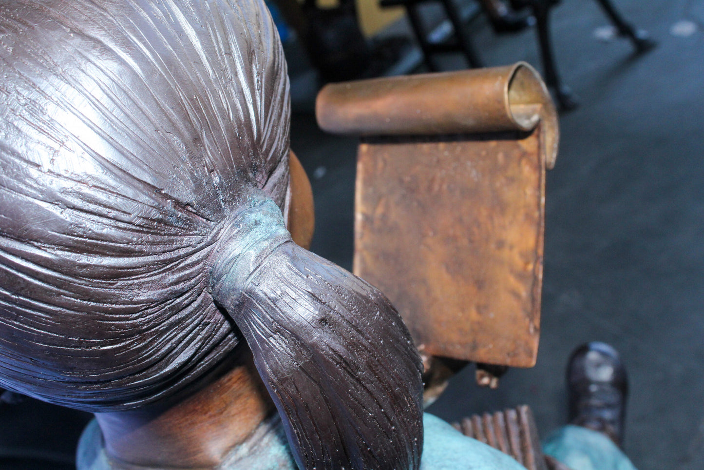 Girl Reading Book on Top of the World Bronze Statue 27" x 26" x 53"H