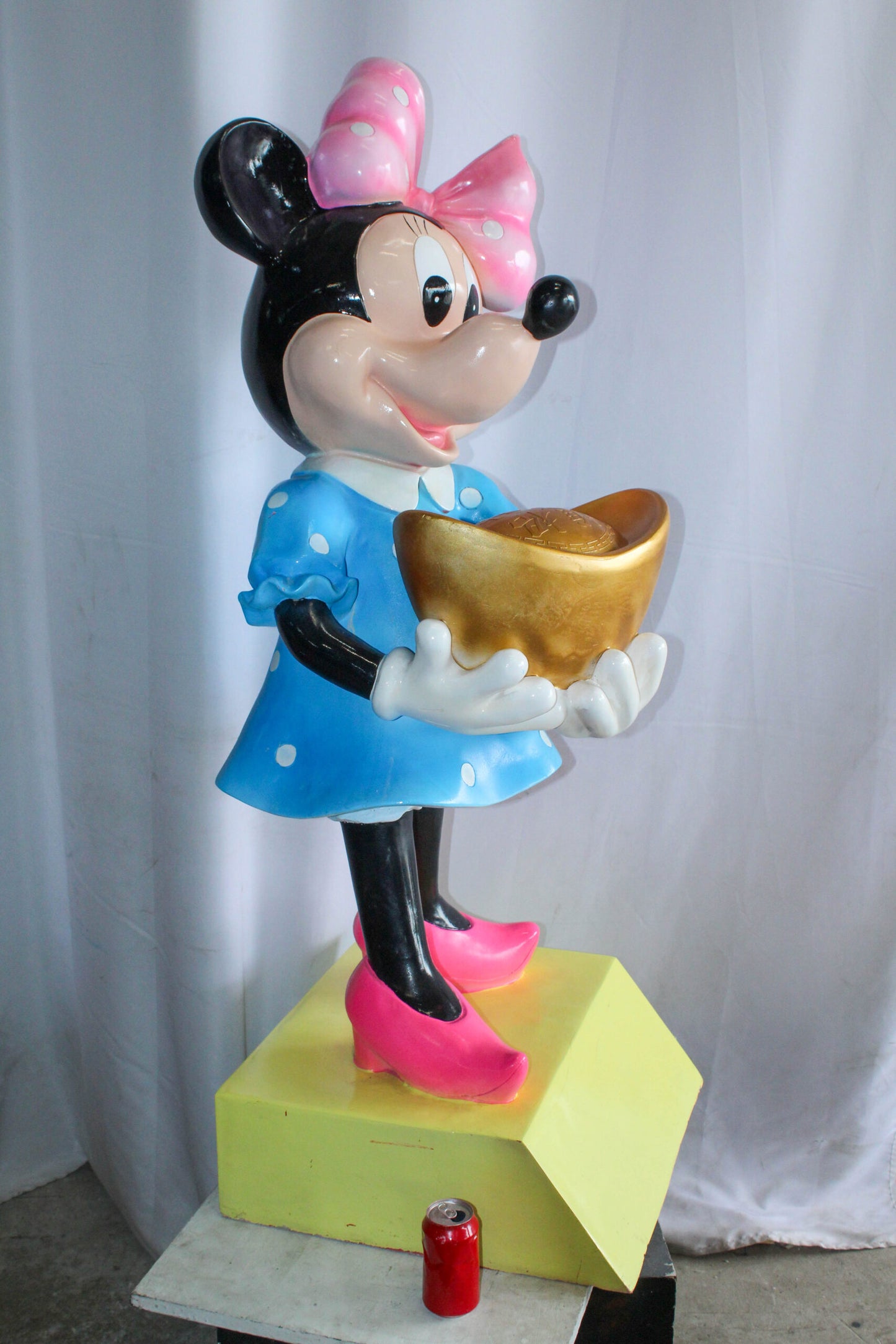 Cartoon Mouse Character Holding Gold Ingot Resin Sculpture 36H 25" x 25" x 58"H