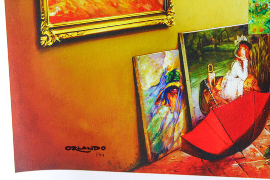 Orlando Quevedo Venetian Lady in Red Giclee Original Painting, 24"x20"