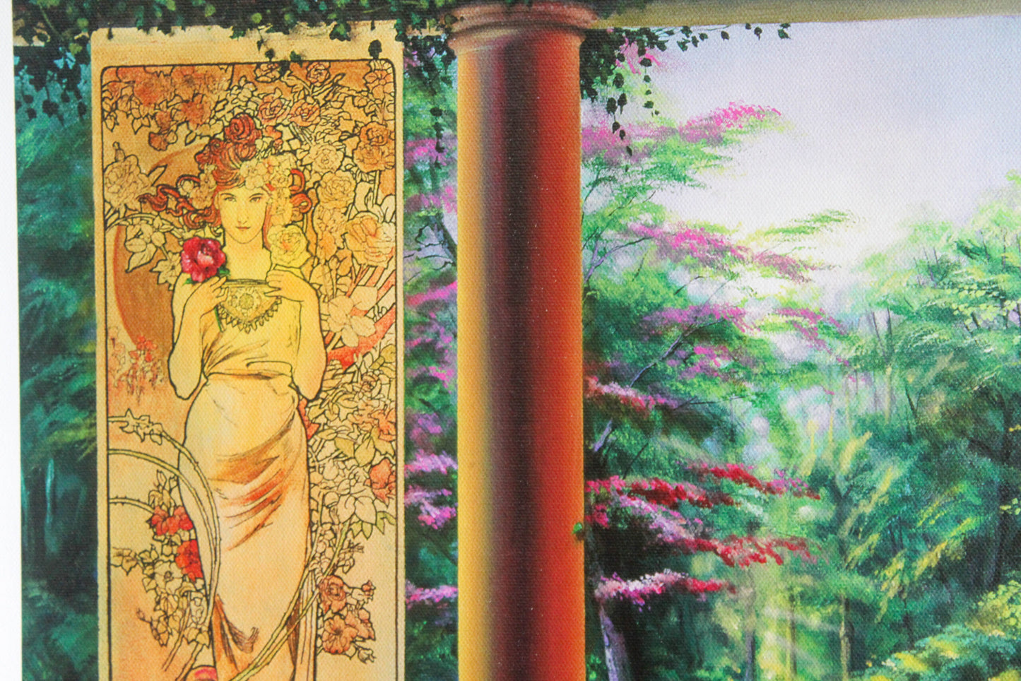 Paradise by Orlando Quevedo Garden Terrace Scene With Swans and Pillars, 30"x21"
