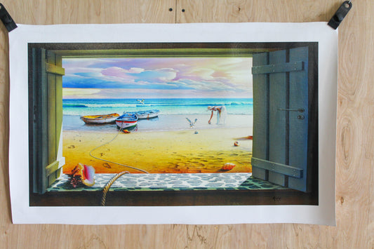 Micha Seashells Giclee on Canvas Limited Edition Of 99 Prints, 30"x17"