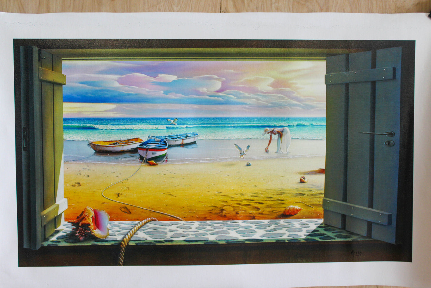 Micha Seashells Giclee on Canvas Limited Edition Of 99 Prints, 30"x17"