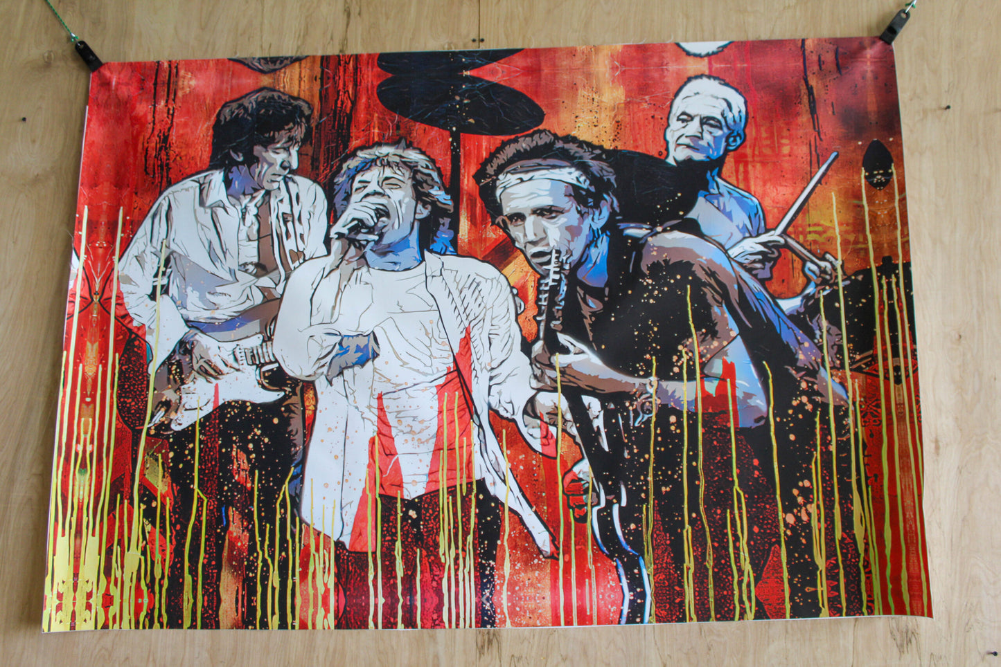Rolling Stones Band, Giant Graphic Art Print Poster Music Backgrounds, 62"x42"