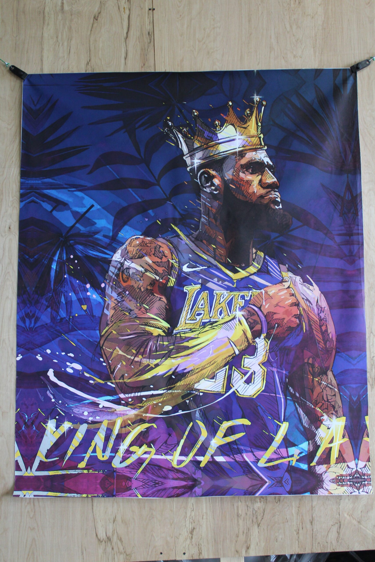 Lebron at the Lakers on a Giant Unstretched Canvas, 51"x64"