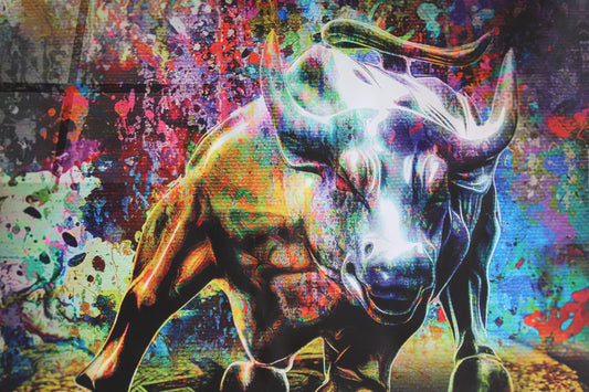 Bitcoin Bull Market, A Giant Painting on Unstretched Canvas, 52"x52"