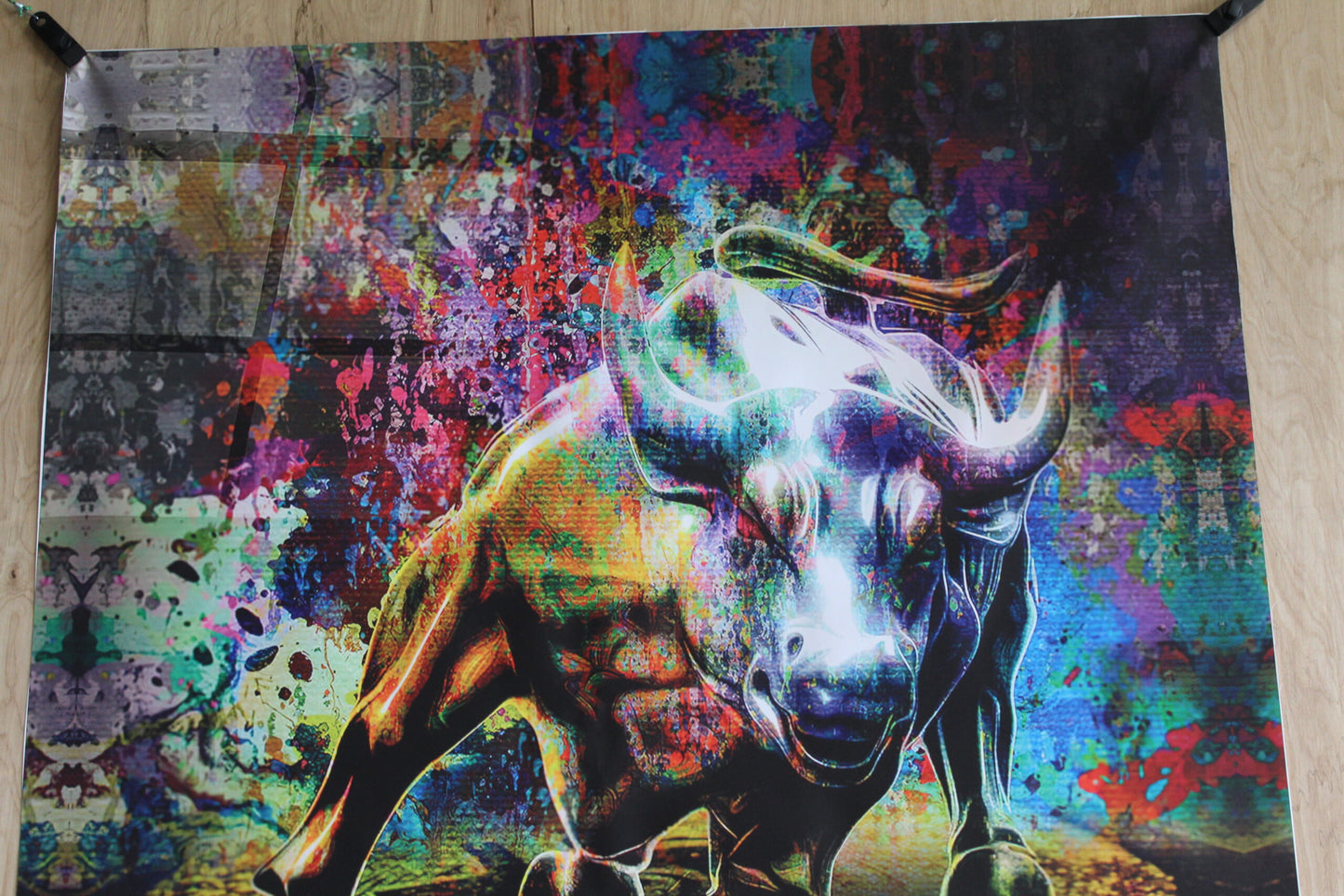 Bitcoin Bull Market, A Giant Painting on Unstretched Canvas, 52"x52"