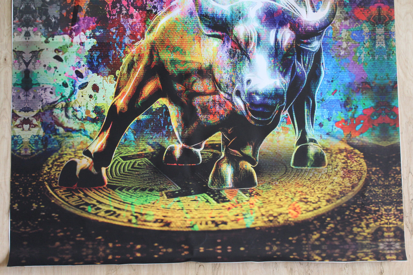 Bitcoin Bull Market, A Giant Painting on Unstretched Canvas, 52"x52"