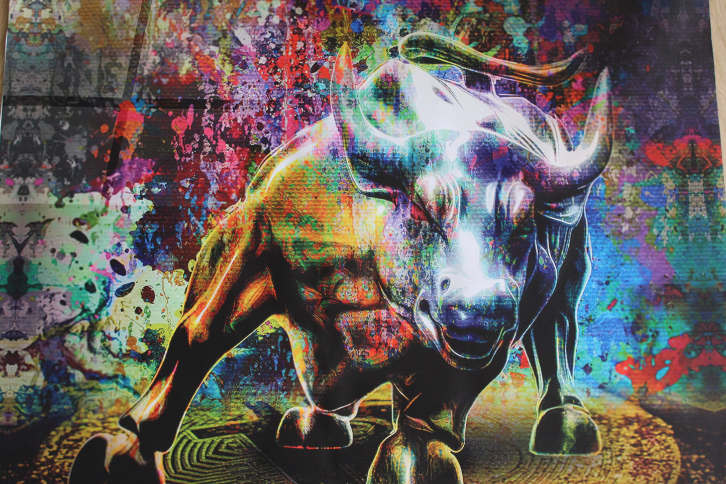 Bitcoin Bull Market, A Giant Painting on Unstretched Canvas, 52"x52"