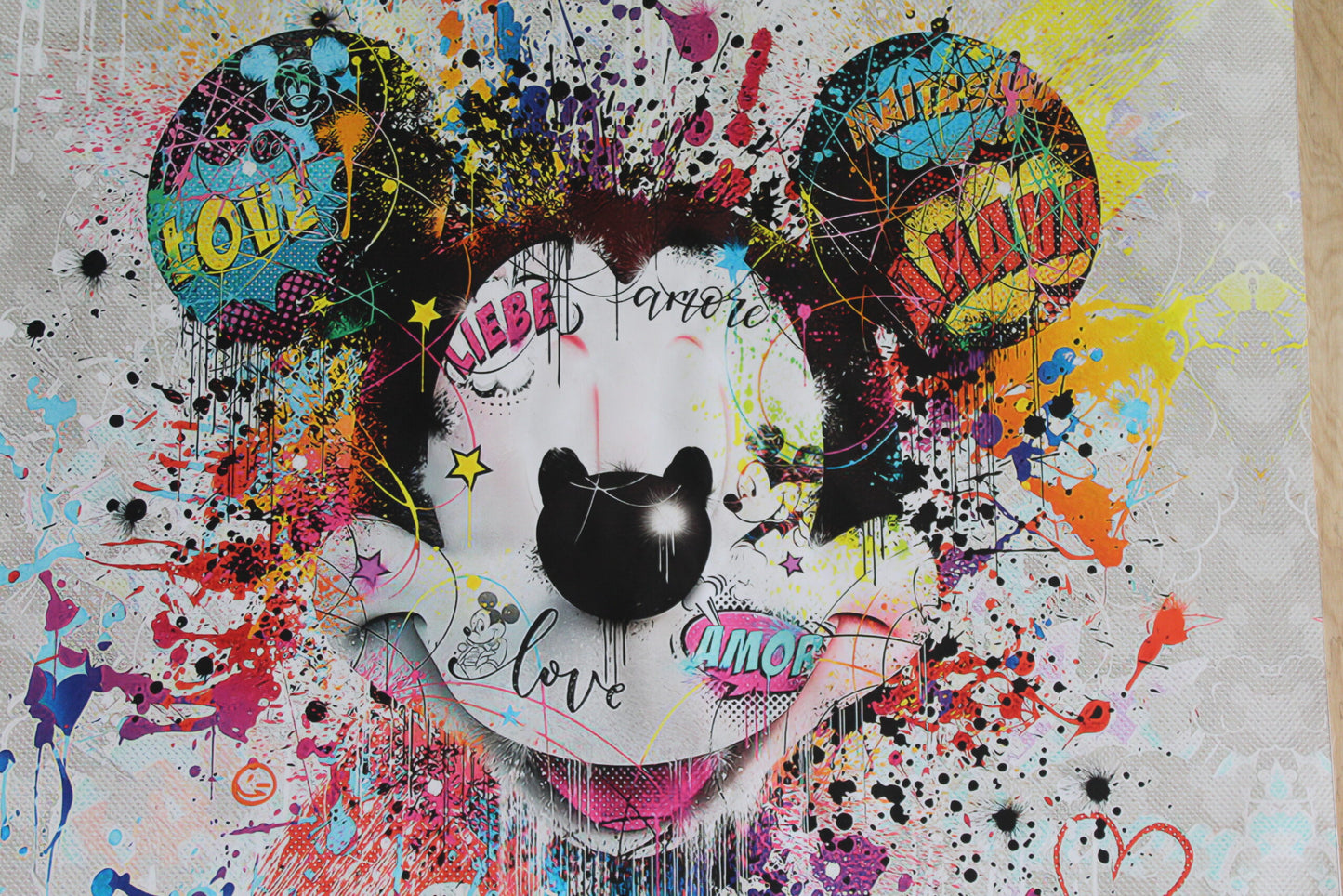 Miki Mister Brainwash Giant size Pop Art Unstretched Painting, 52"x52"