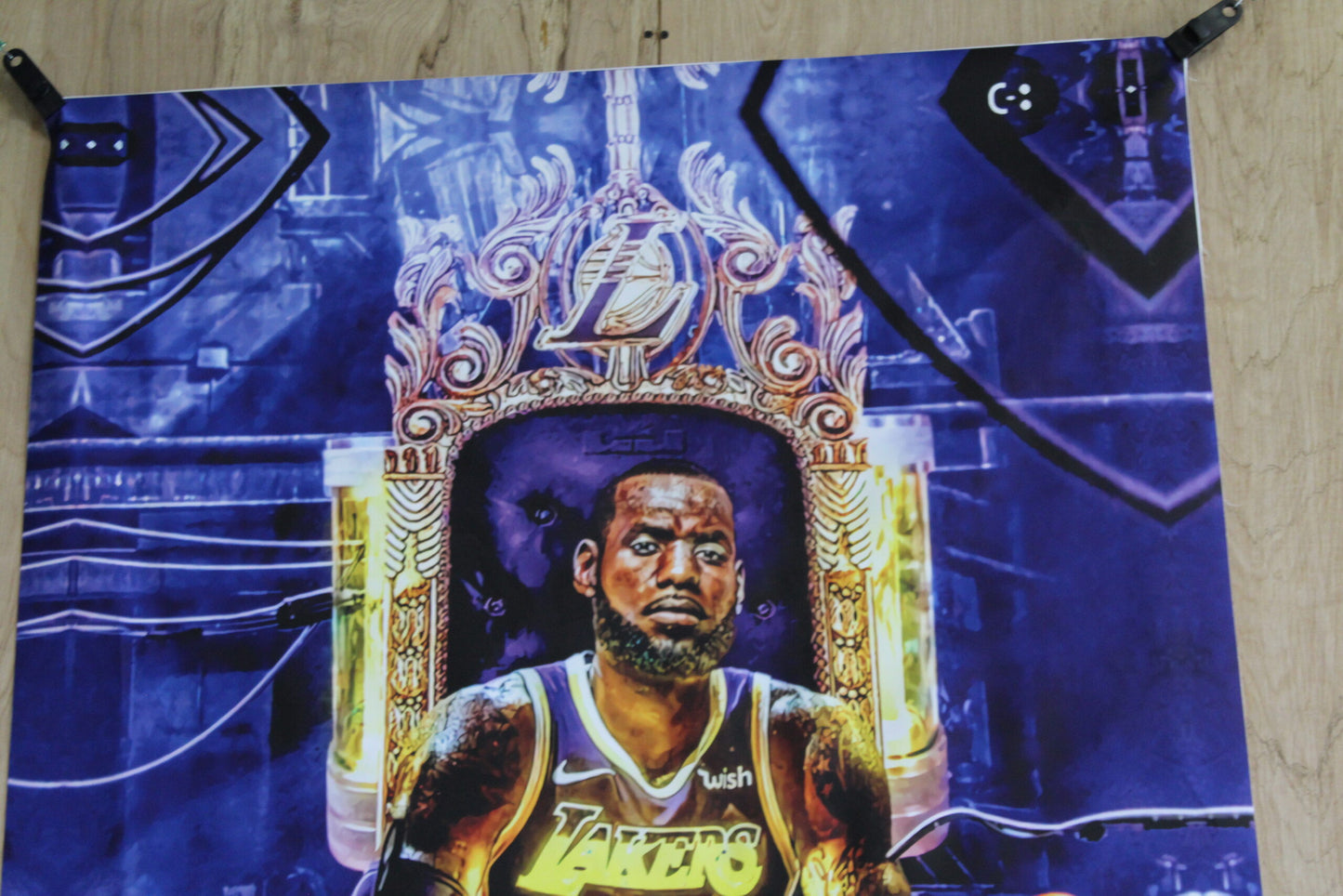 King LeBron James Lakers on a Giant Unstretched Canvas, 44"x76"