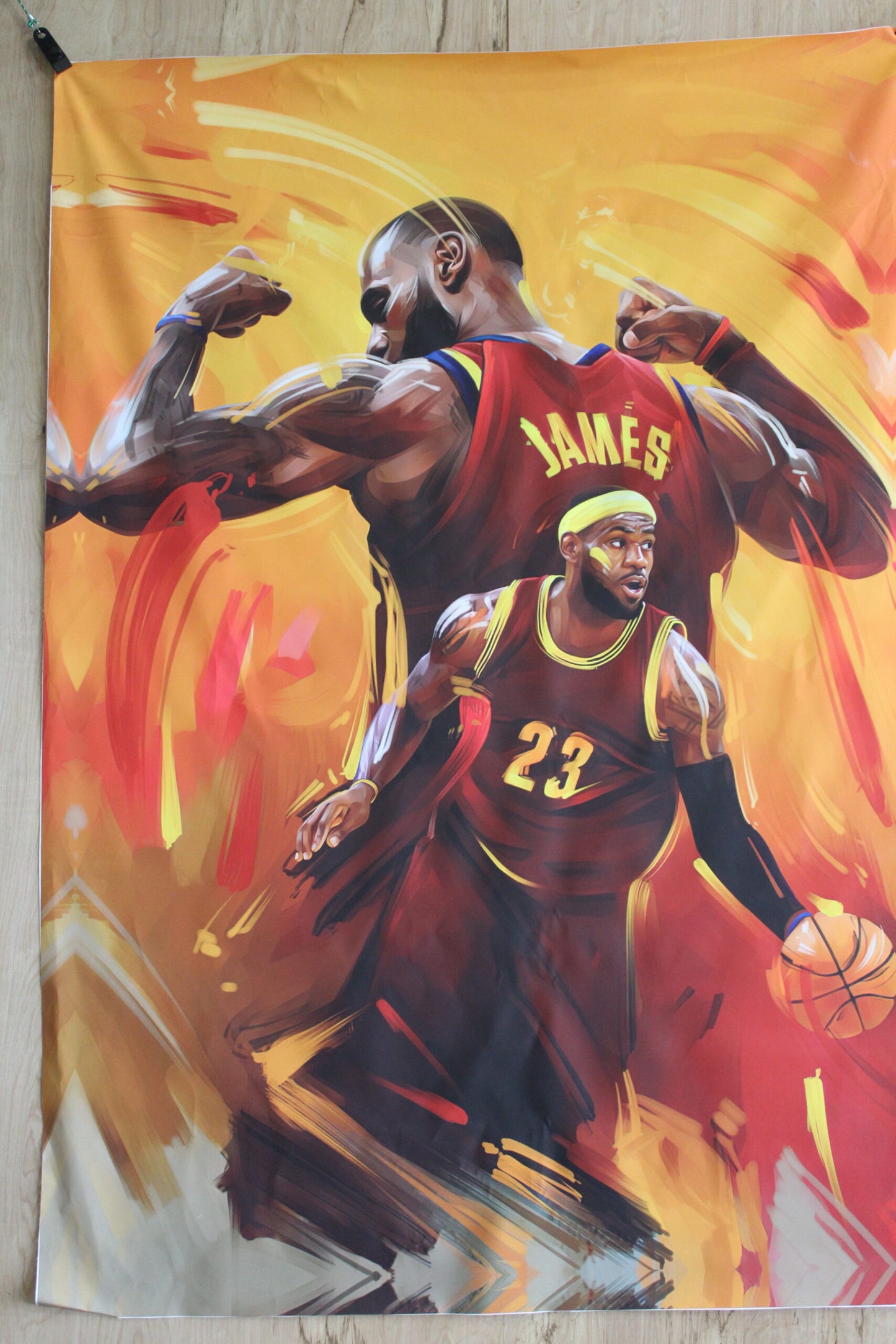 Basketball Player Lebron James on a Giant Unstretched Canvas, 52"x74"