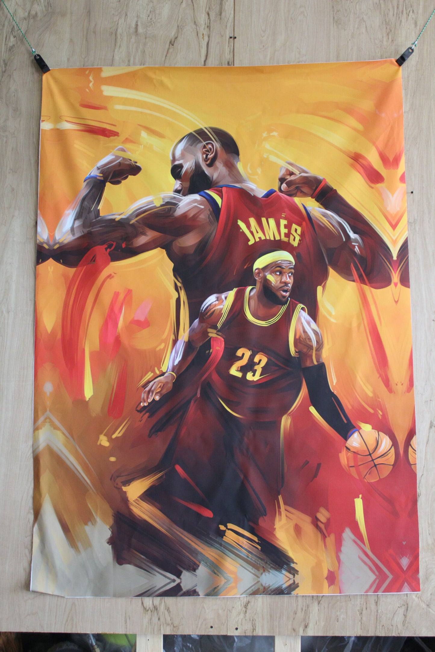 Basketball Player Lebron James on a Giant Unstretched Canvas, 52"x74"