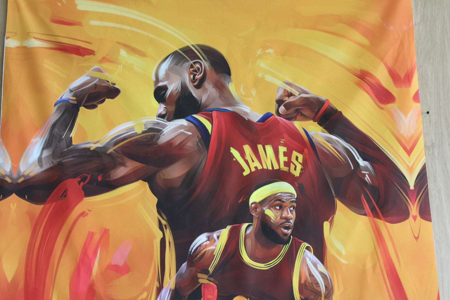 Basketball Player Lebron James on a Giant Unstretched Canvas, 52"x74"