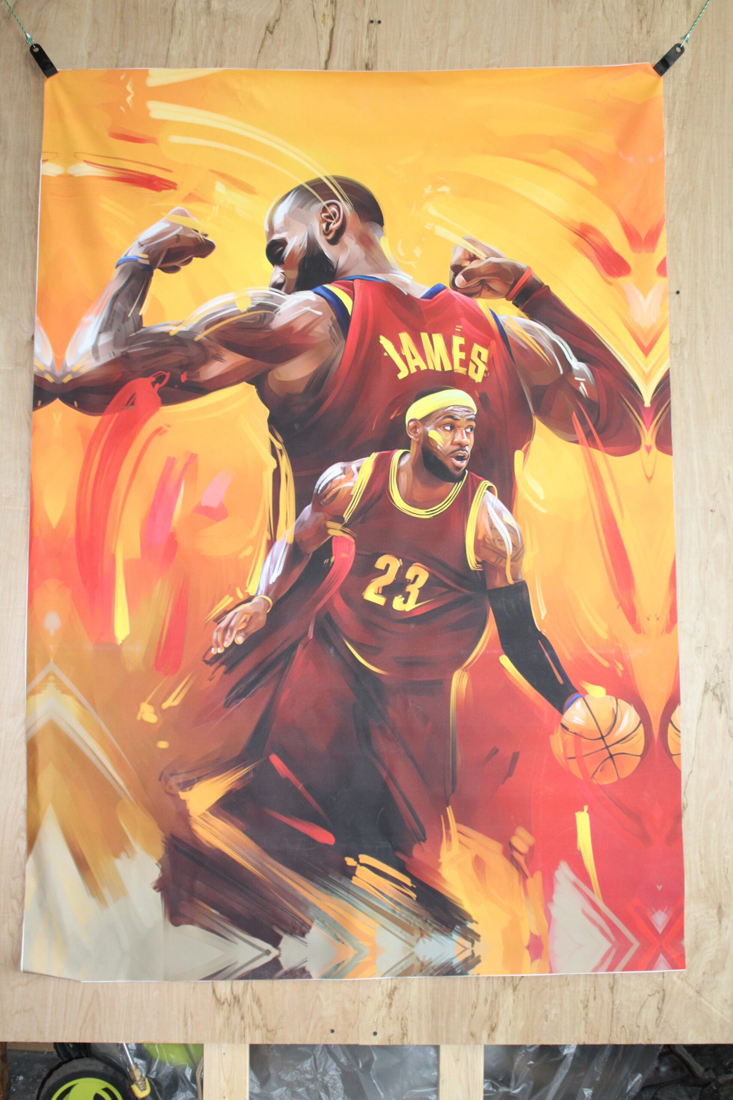 Basketball Player Lebron James on a Giant Unstretched Canvas, 52"x74"