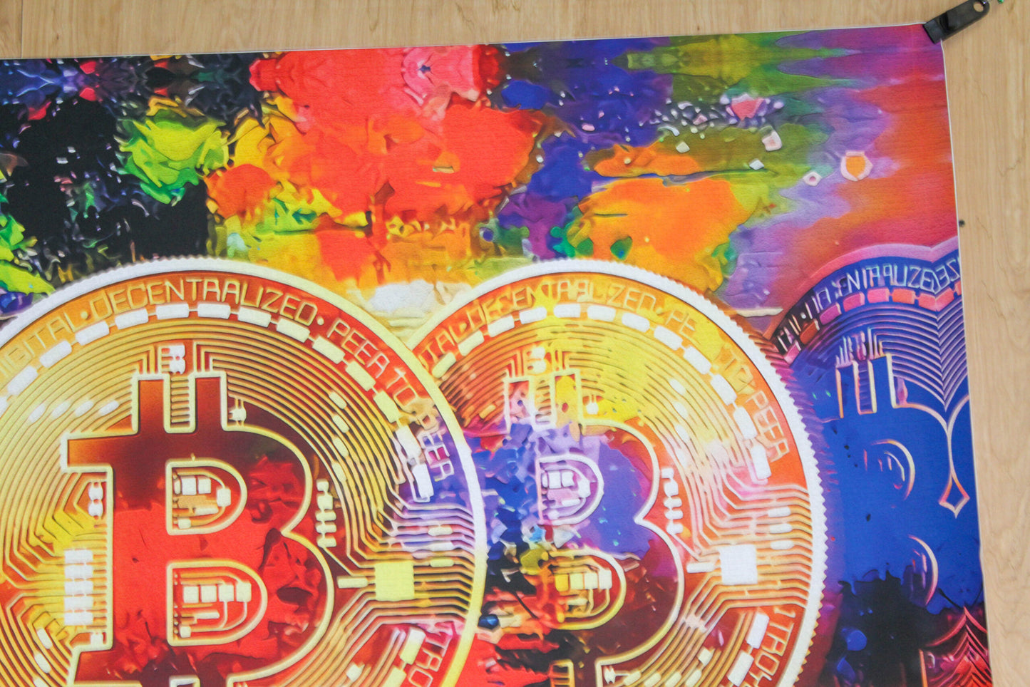 Giant Bitcoin Pop Art Crypto Painting With Neon Colors, 66"x46"