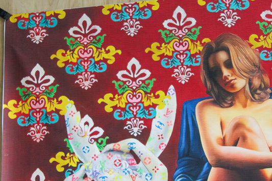 Giant Pop Nude Art Painting Follow Your Dreams Louis Vuitton Motif, 59"x50"