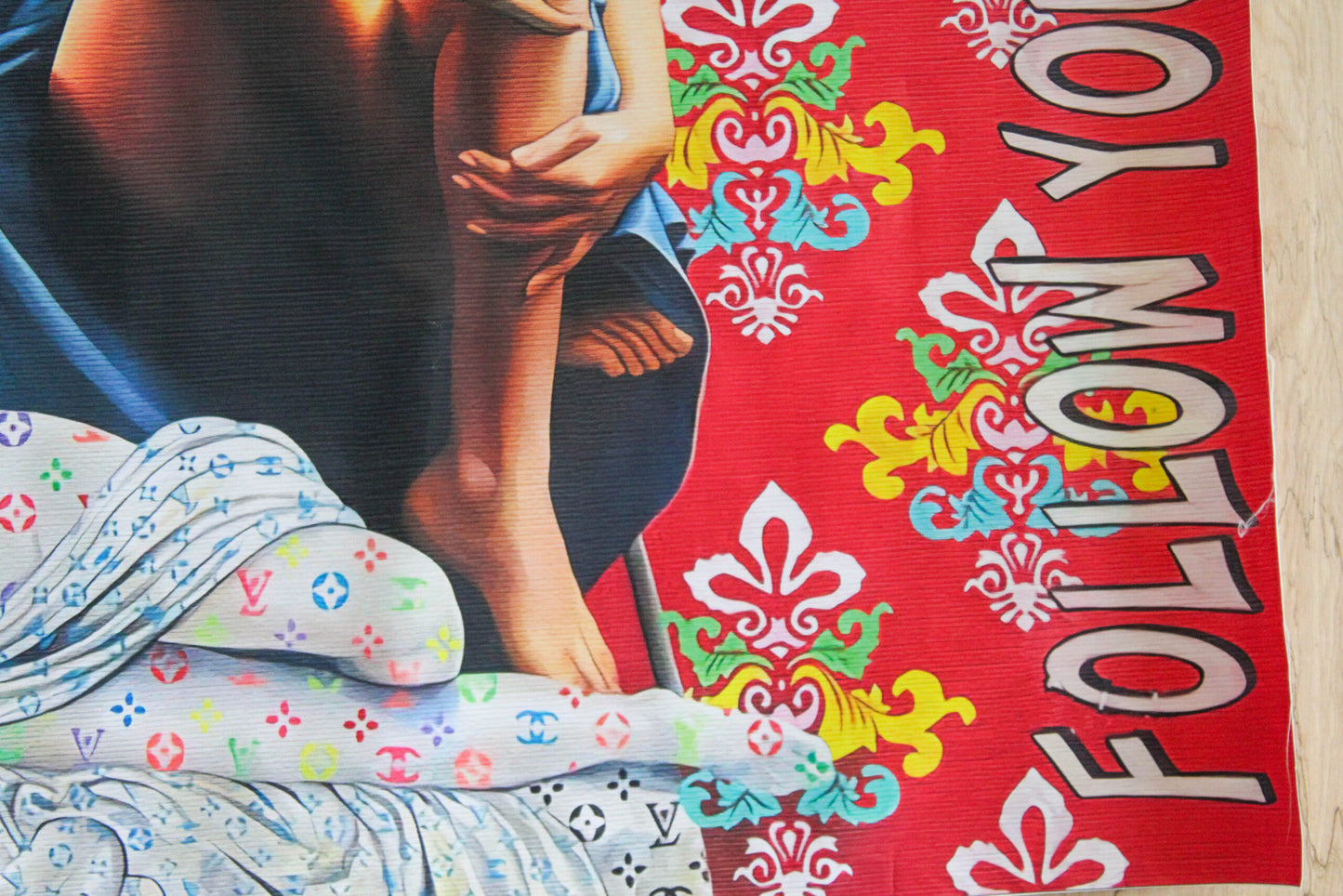 Giant Pop Nude Art Painting Follow Your Dreams Louis Vuitton Motif, 59"x50"