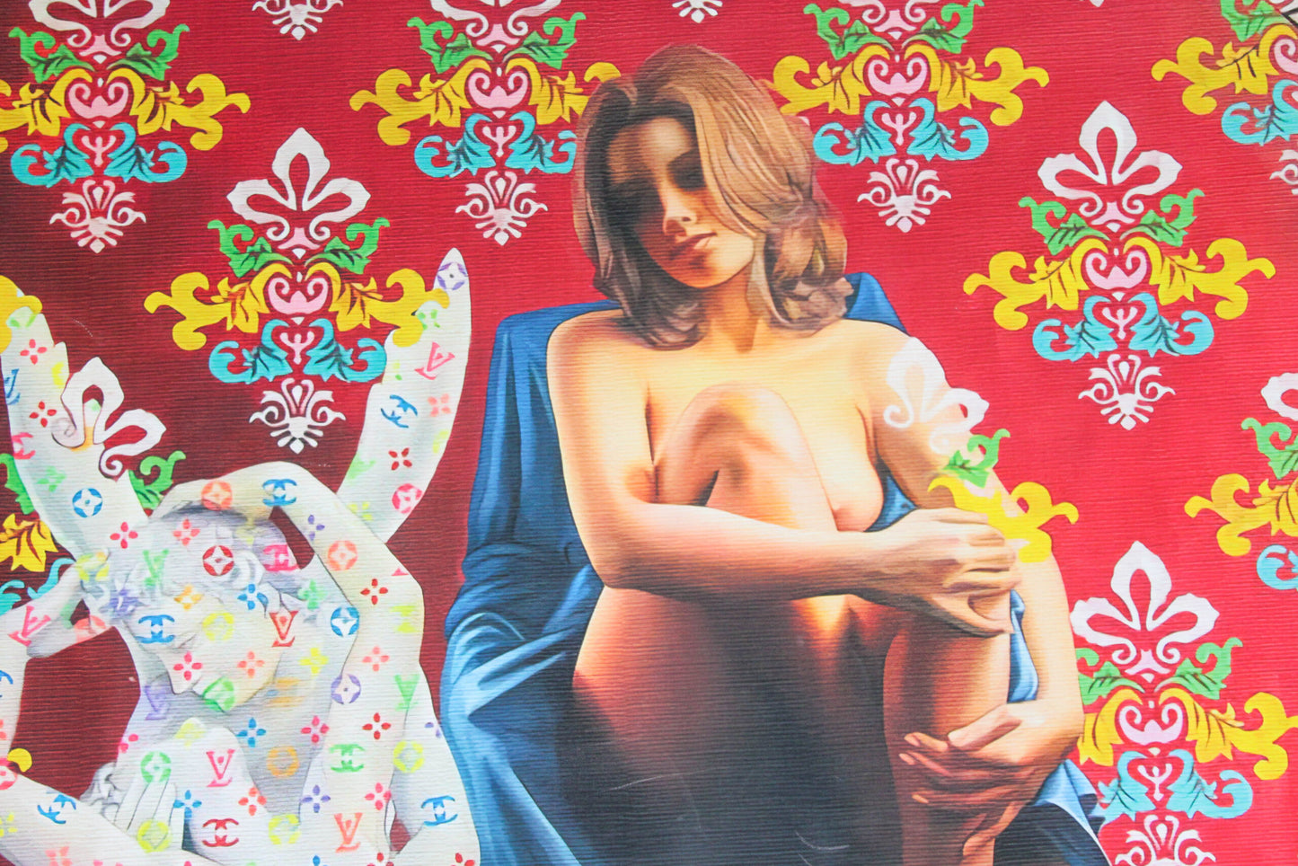 Giant Pop Nude Art Painting Follow Your Dreams Louis Vuitton Motif, 59"x50"
