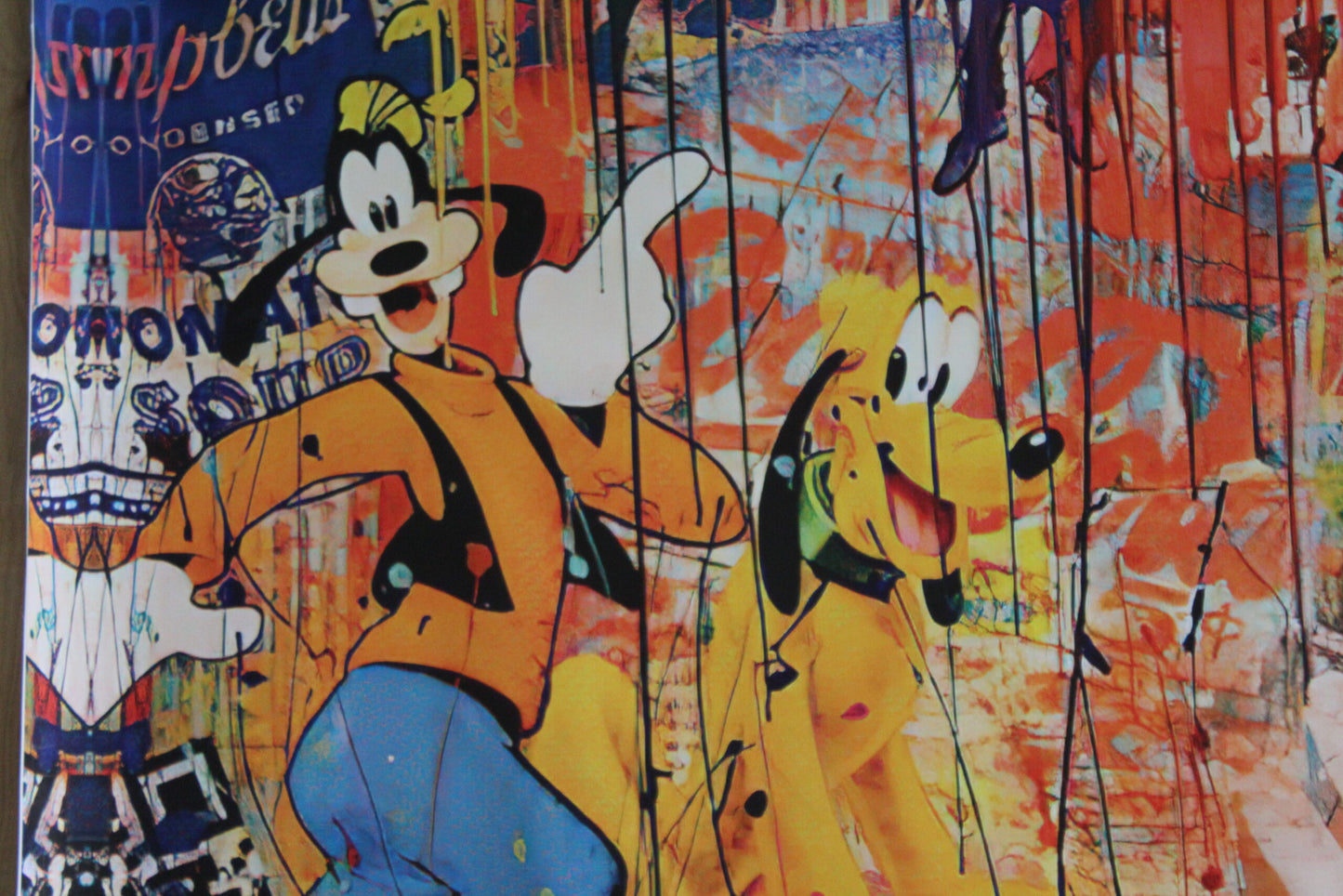 Liz Taylor And Goofy Pop Art Replica, a Giant Unstretched Canvas, 64"x44"