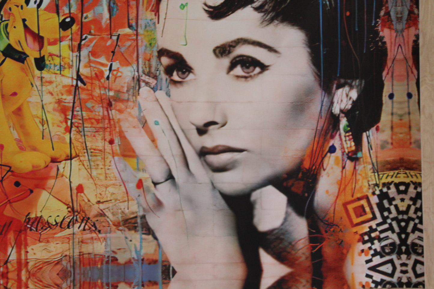 Liz Taylor And Goofy Pop Art Replica, a Giant Unstretched Canvas, 64"x44"