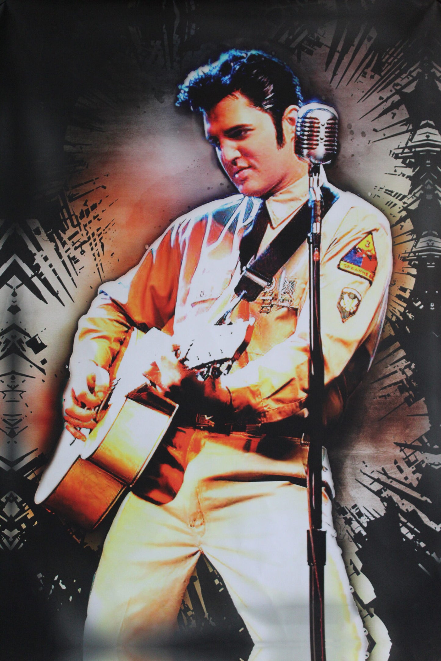 Elvis Presley Playing Guitar, A Giant Unstretched Canvas Wall Art, 44"x64"